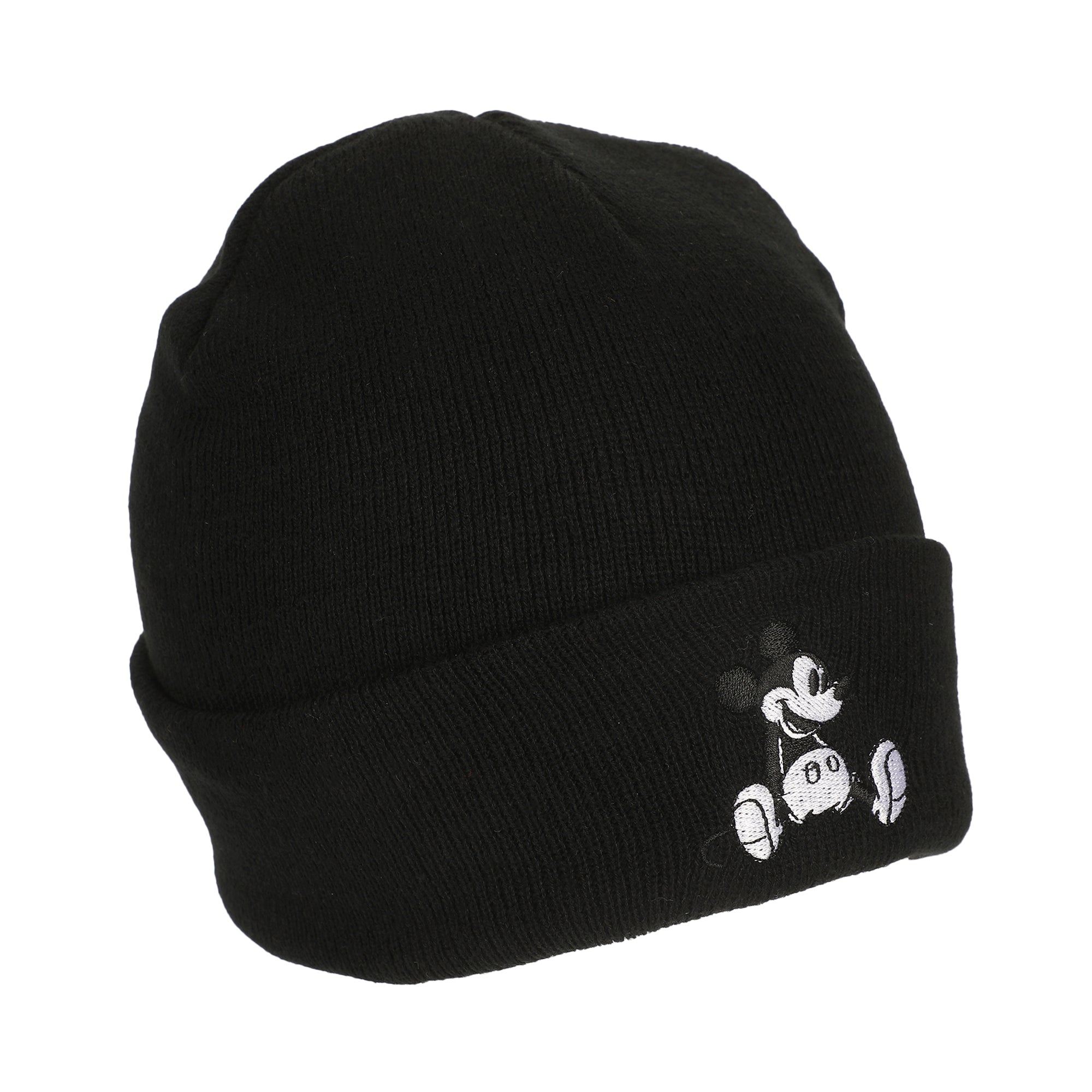 Mickey Mouse Embroidery Acrylic Knit Standard Cuff Beanie