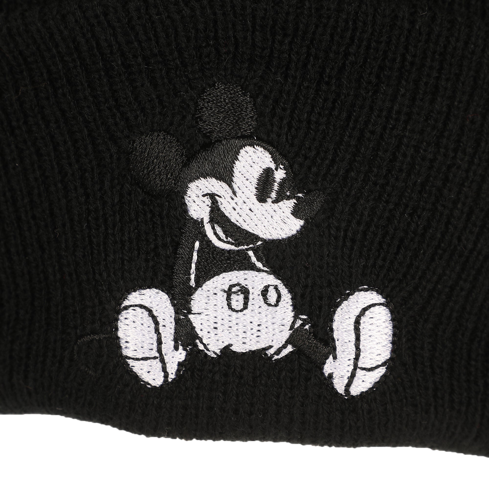 Mickey Mouse Embroidery Acrylic Knit Standard Cuff Beanie