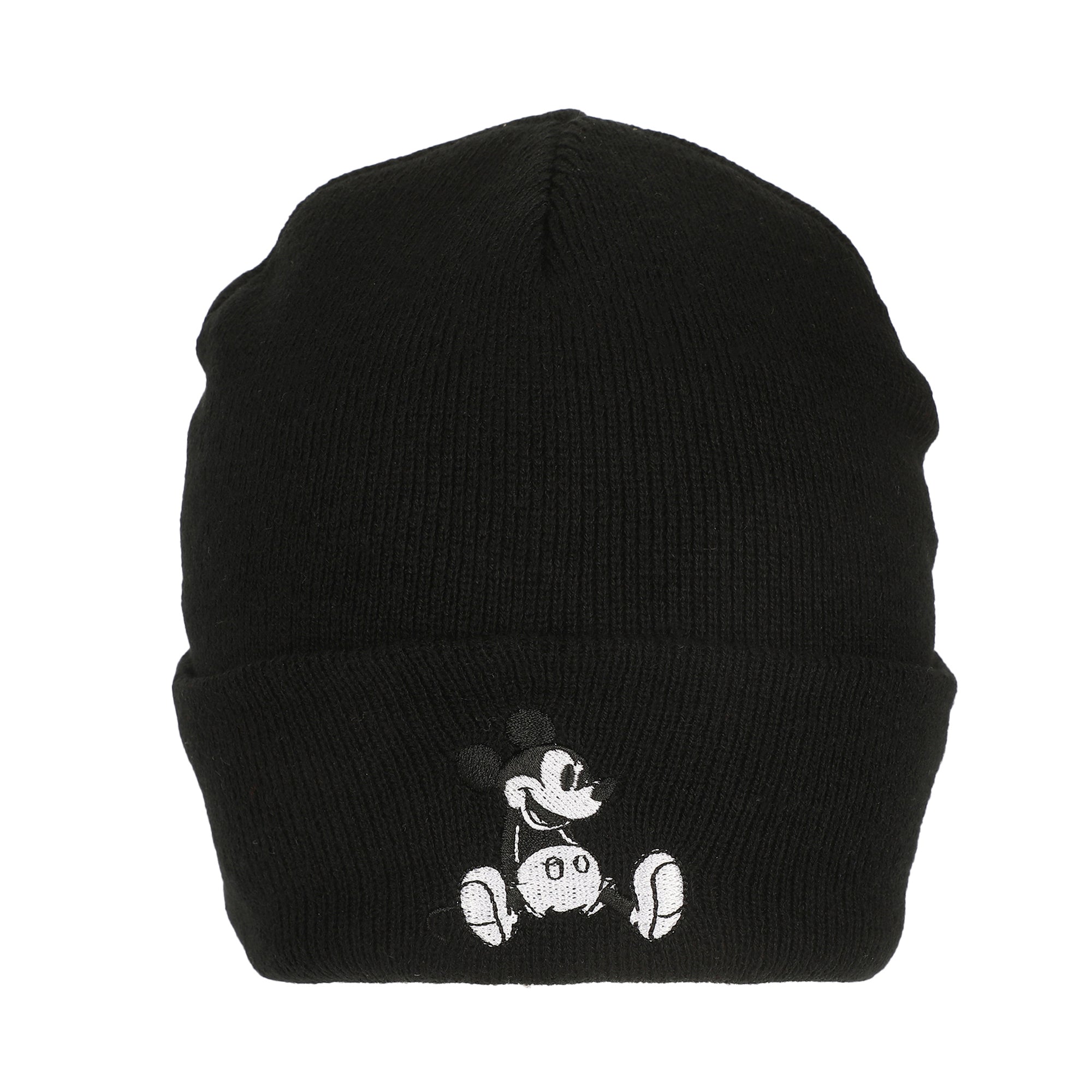 Mickey Mouse Embroidery Acrylic Knit Standard Cuff Beanie