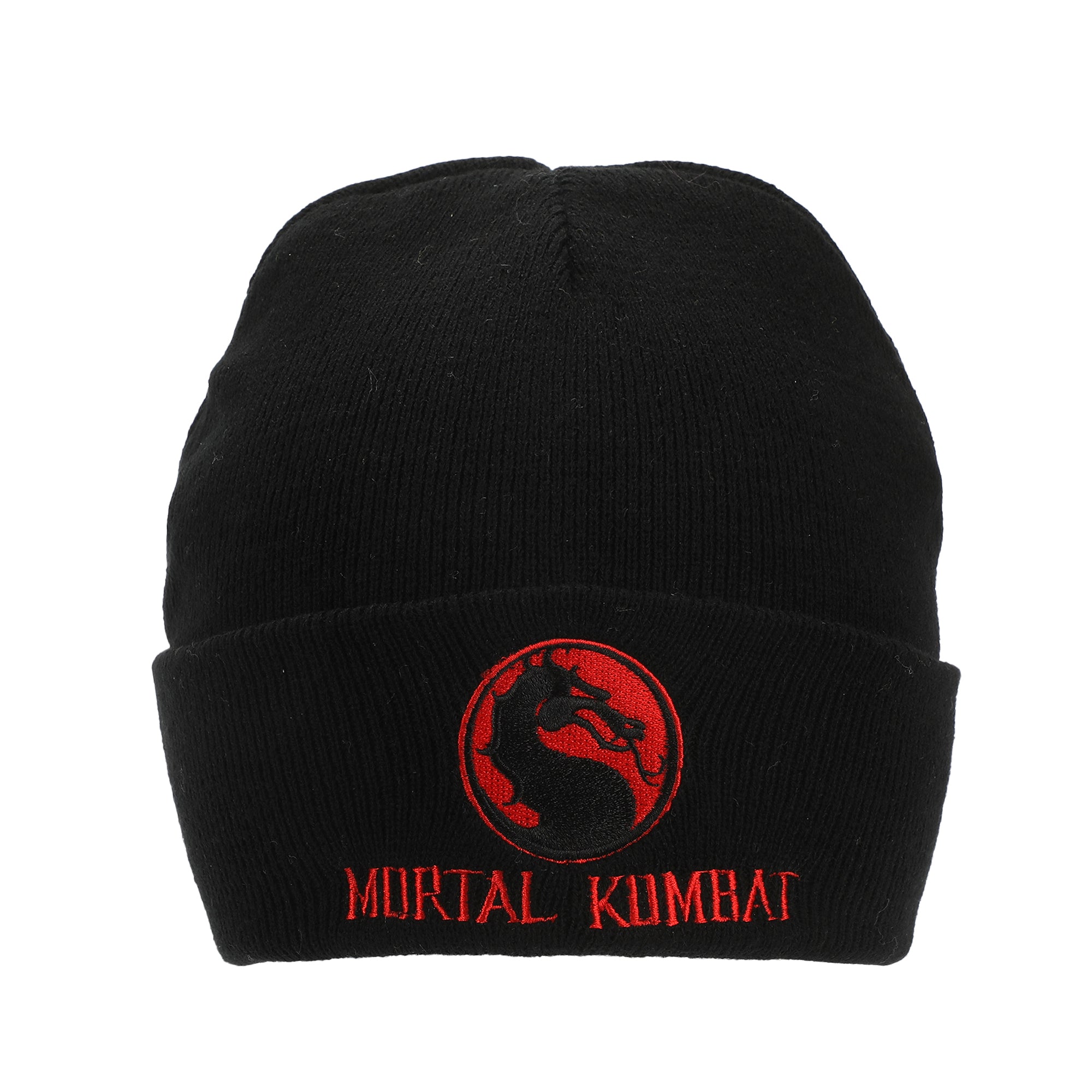Mortal Kombat Classic Title Art Adult Black Ribbed Beanie