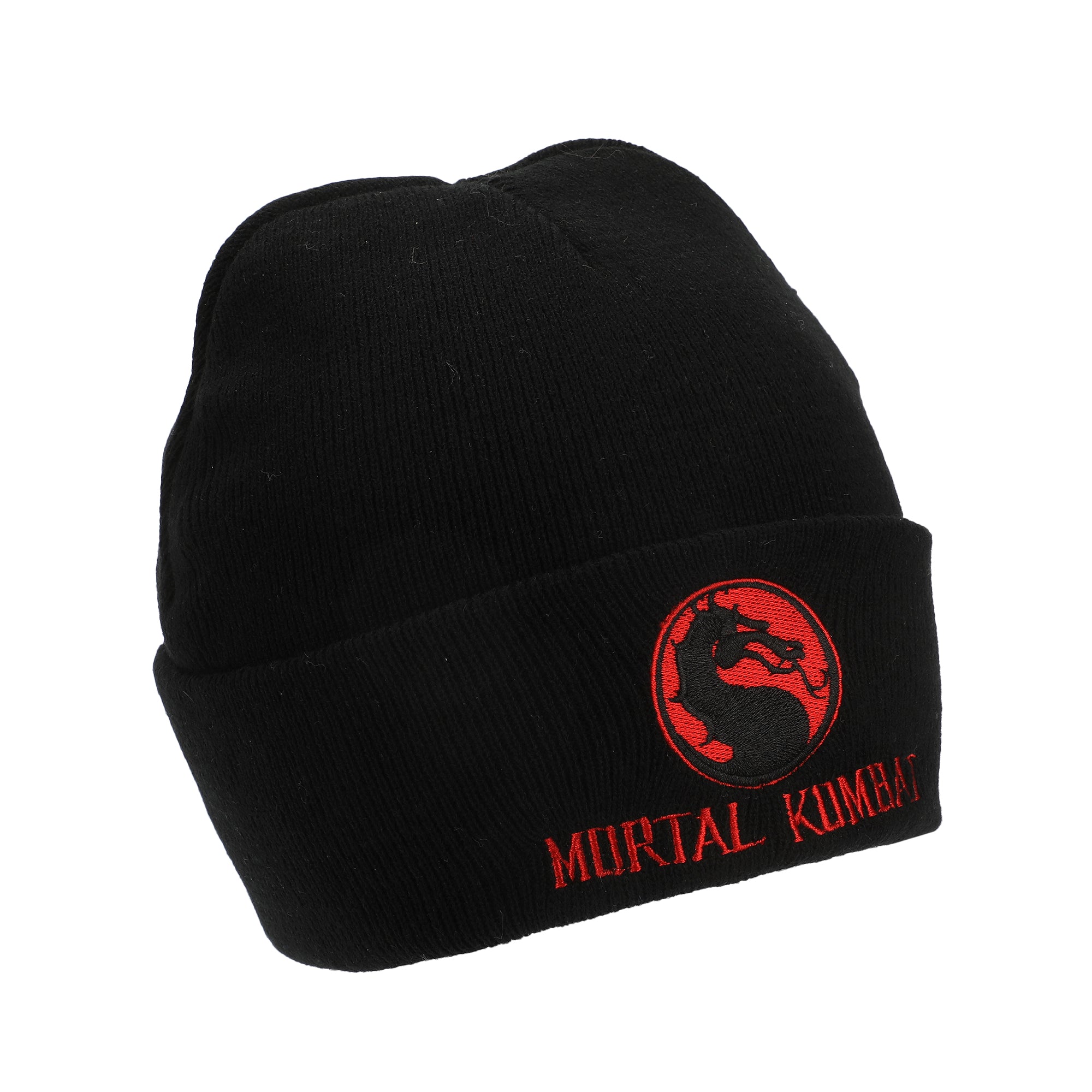 Mortal Kombat Classic Title Art Adult Black Ribbed Beanie