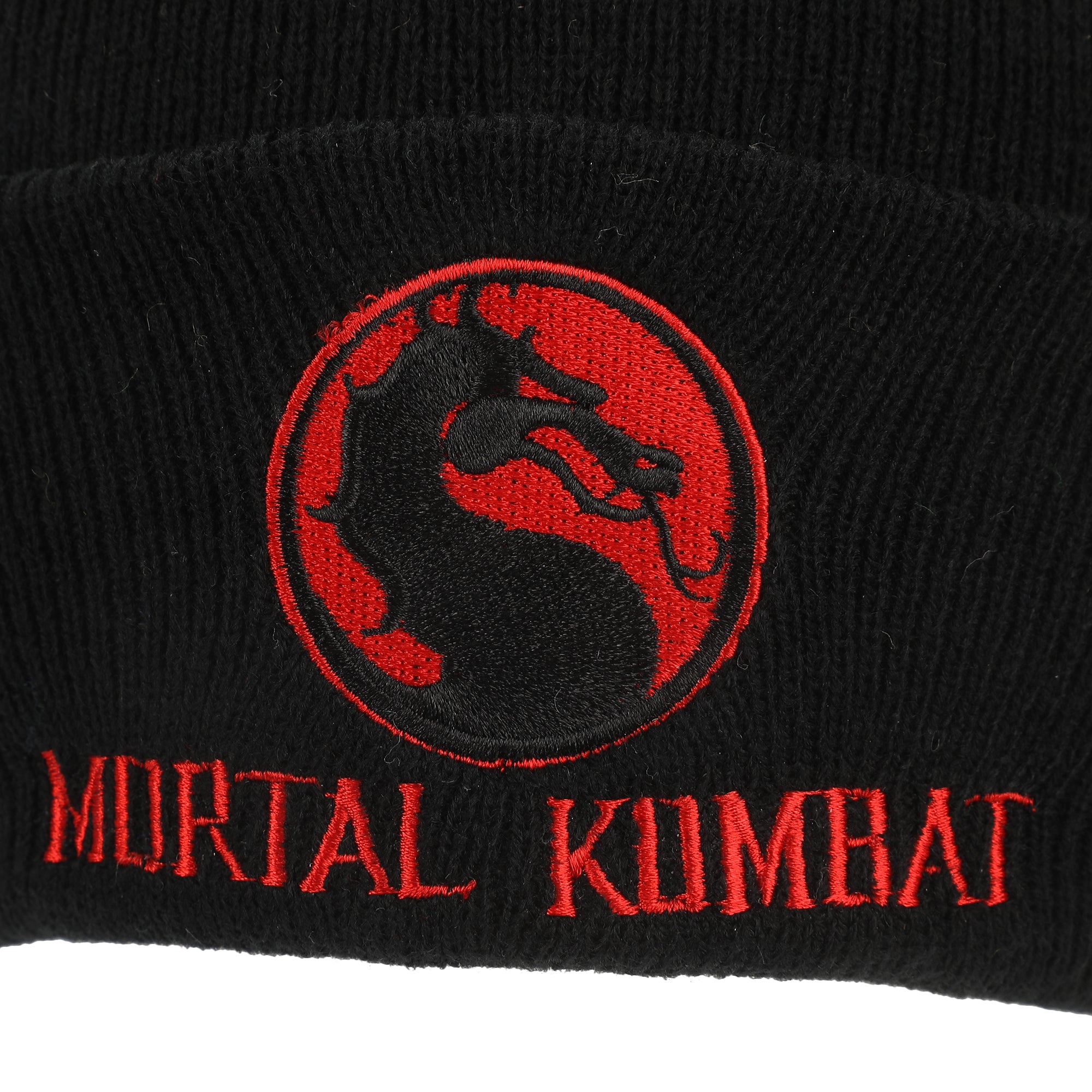 Mortal Kombat Classic Title Art Adult Black Ribbed Beanie