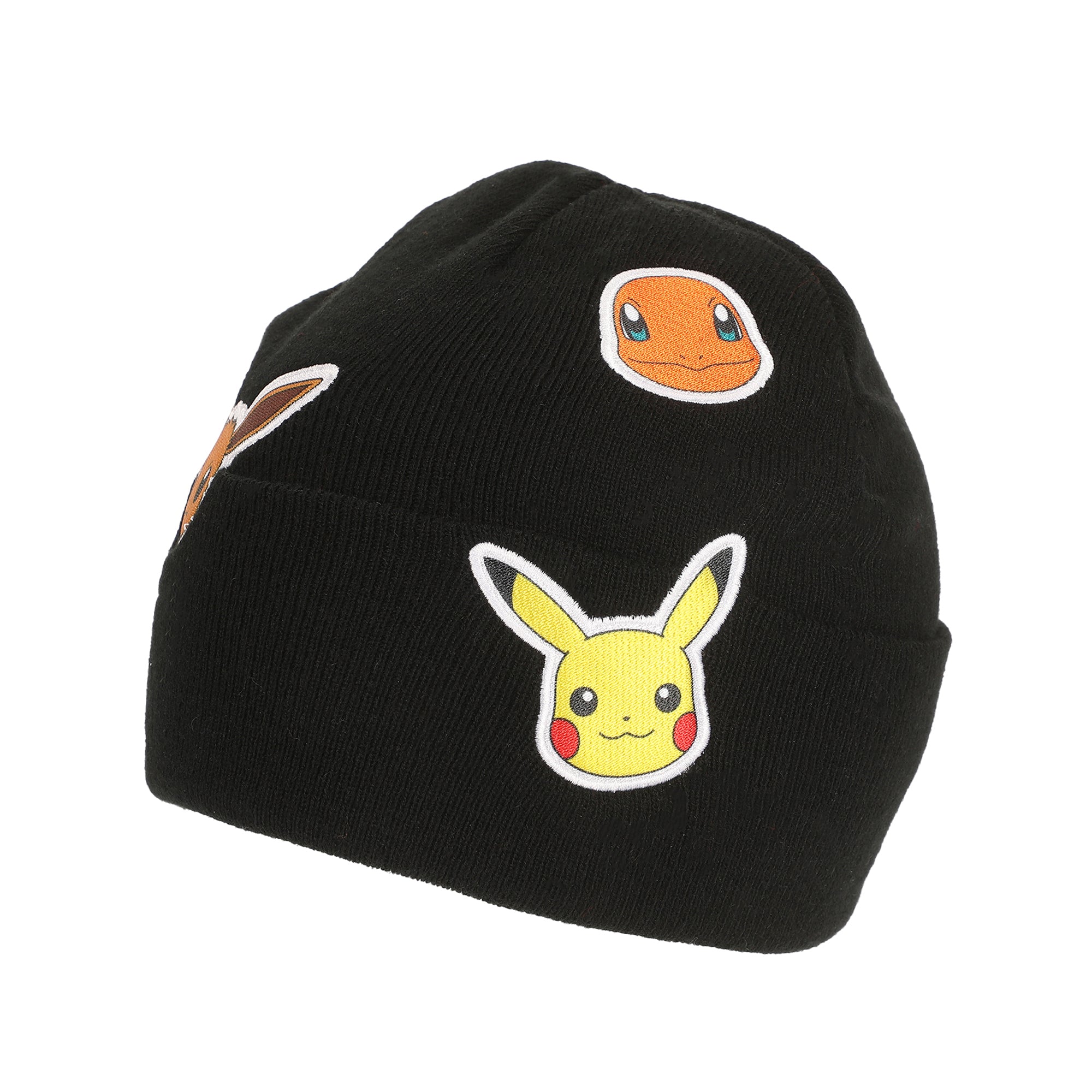 Pokémon Printed Character Patches Black Cuff Beanie