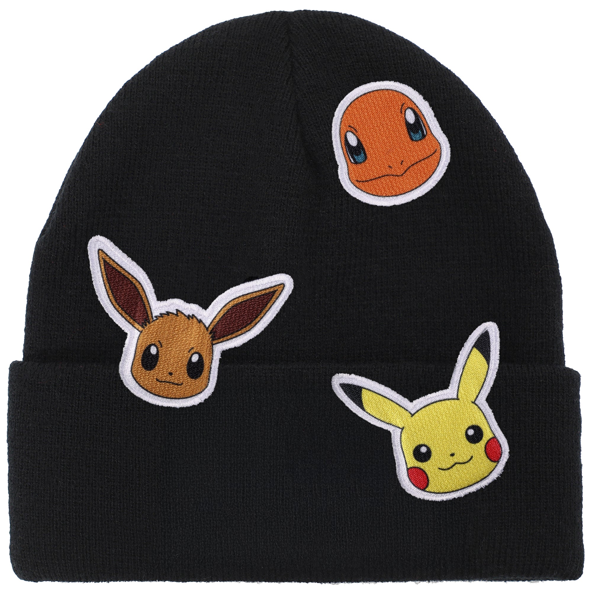 Pokémon Printed Character Patches Black Cuff Beanie