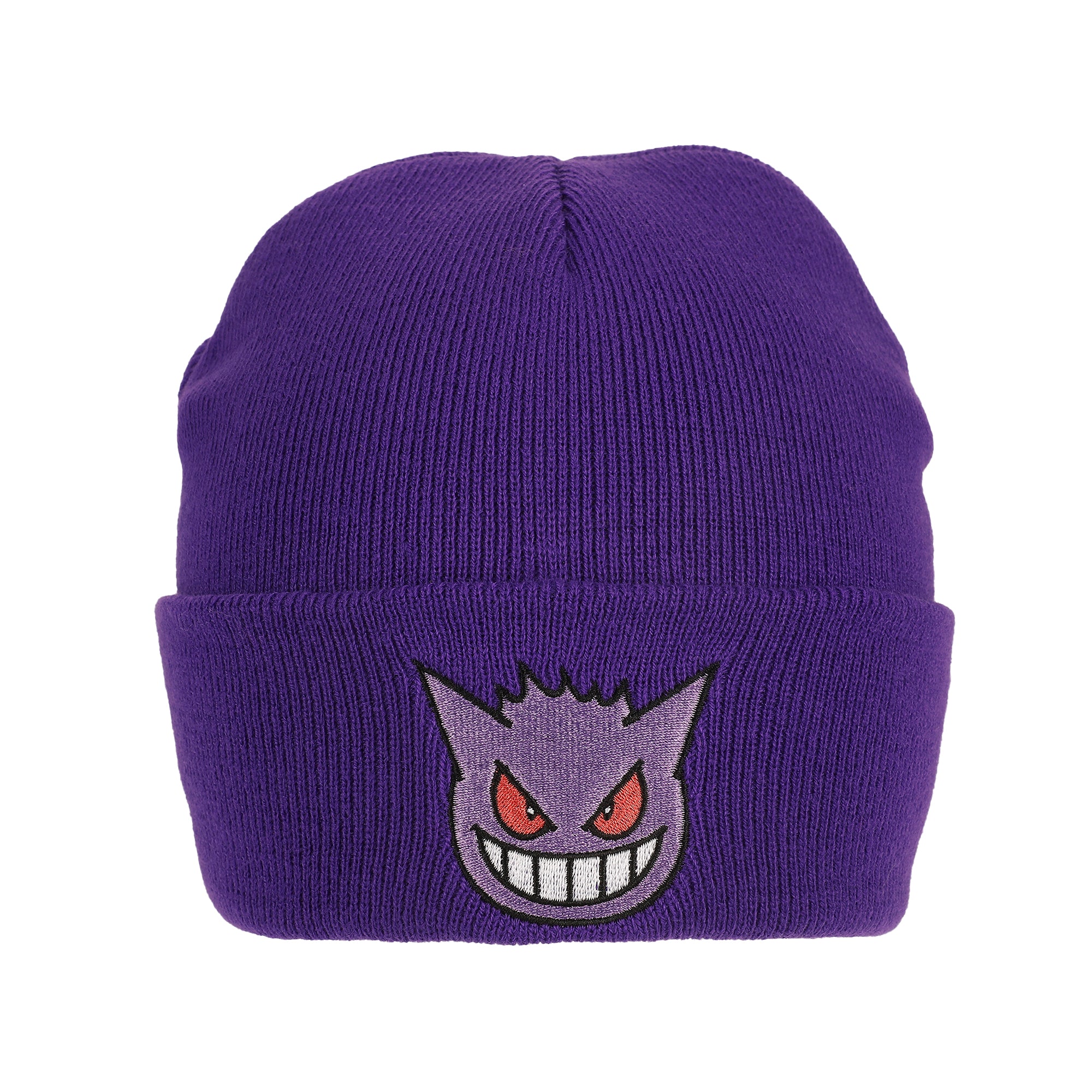 Pokemon Gengar Face Embroidery Acrylic Knit Standard Cuff Beanie