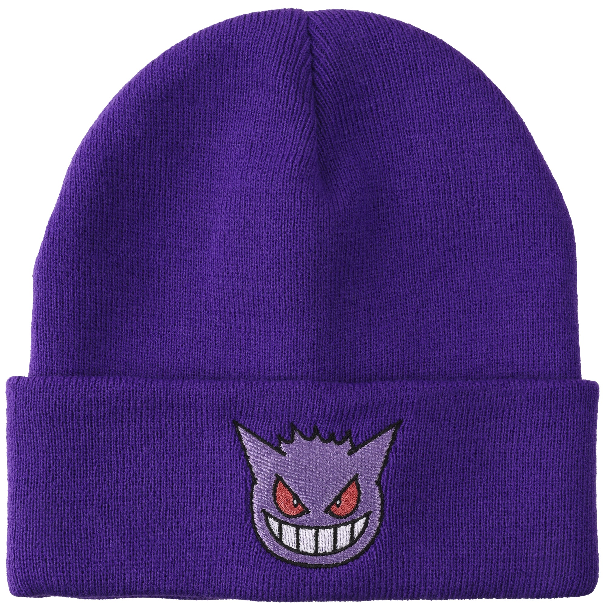 Pokemon Gengar Face Embroidery Acrylic Knit Standard Cuff Beanie