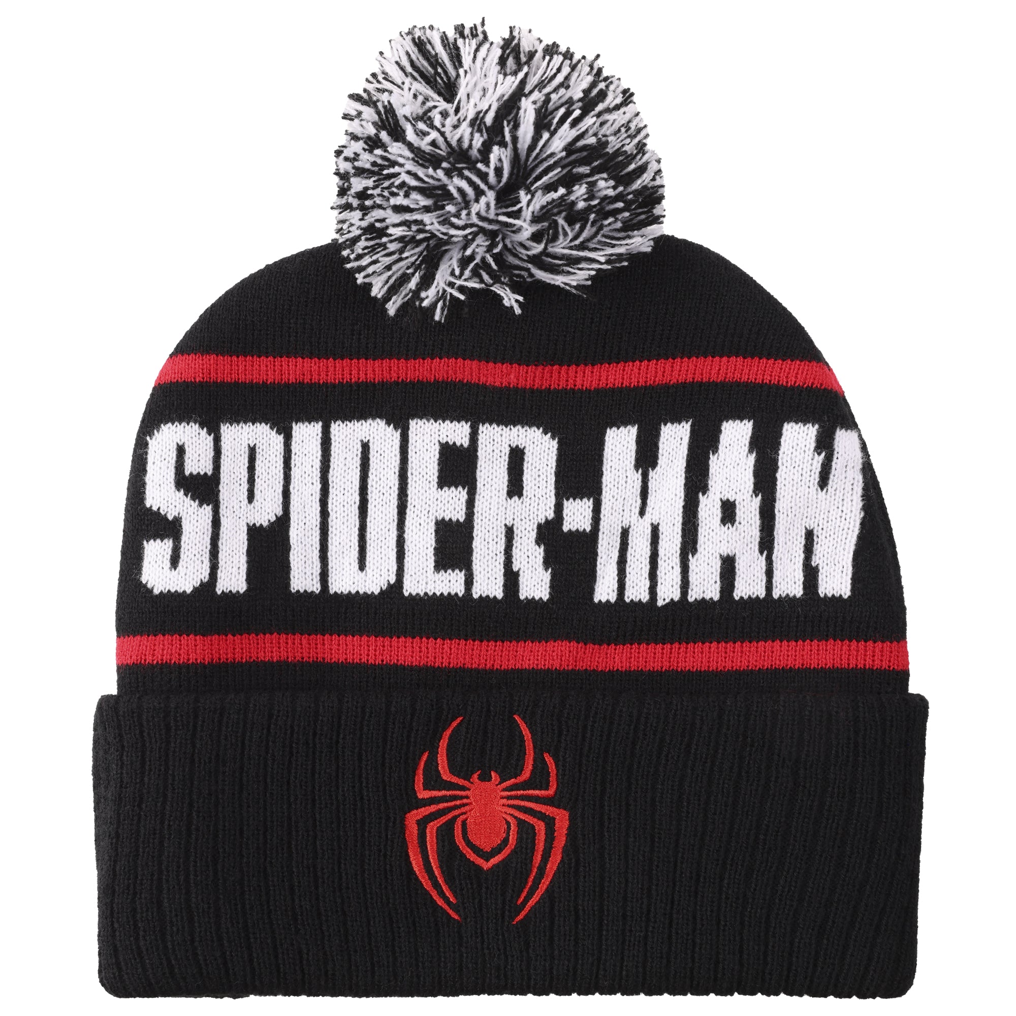 Spider-Man Logo & Name Text Black Cuff Beanie