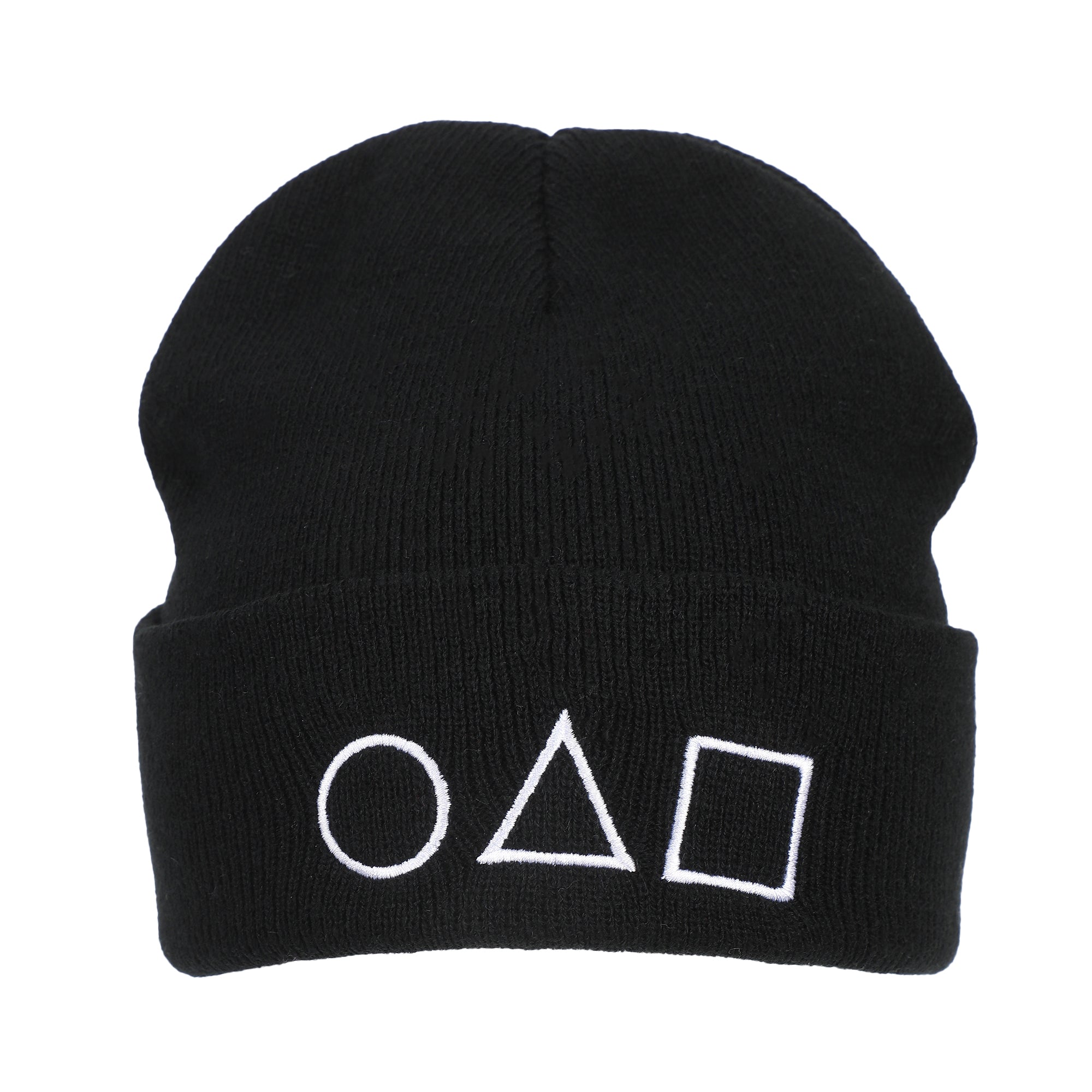 Squid Game Guard Symbols Embroidery Standard Cuff Acrylic Knit Beanie Cuff Beanie