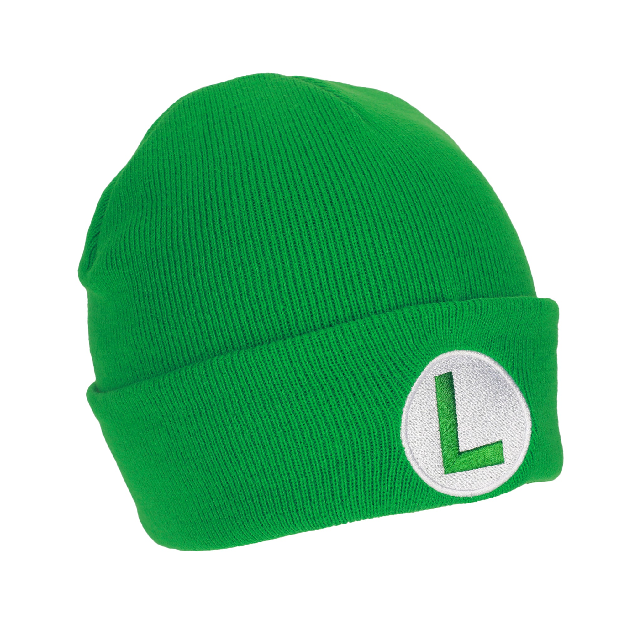 Super Mario Luigi Logo Embroidery Standard Cuff Acrylic Knit Beanie Cuff Beanie