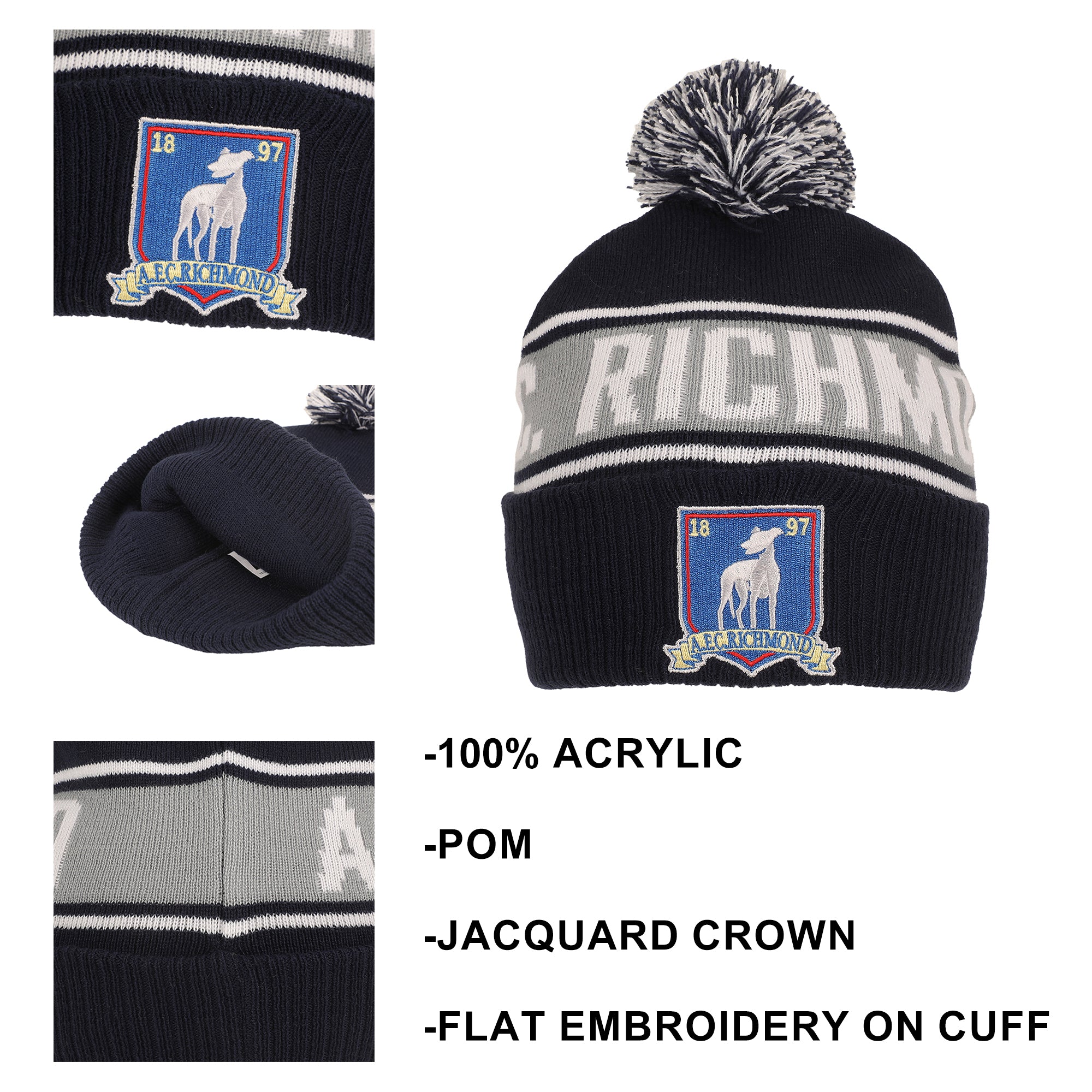 Ted Lasso Jacquard and Logo Black Cuff Beanie