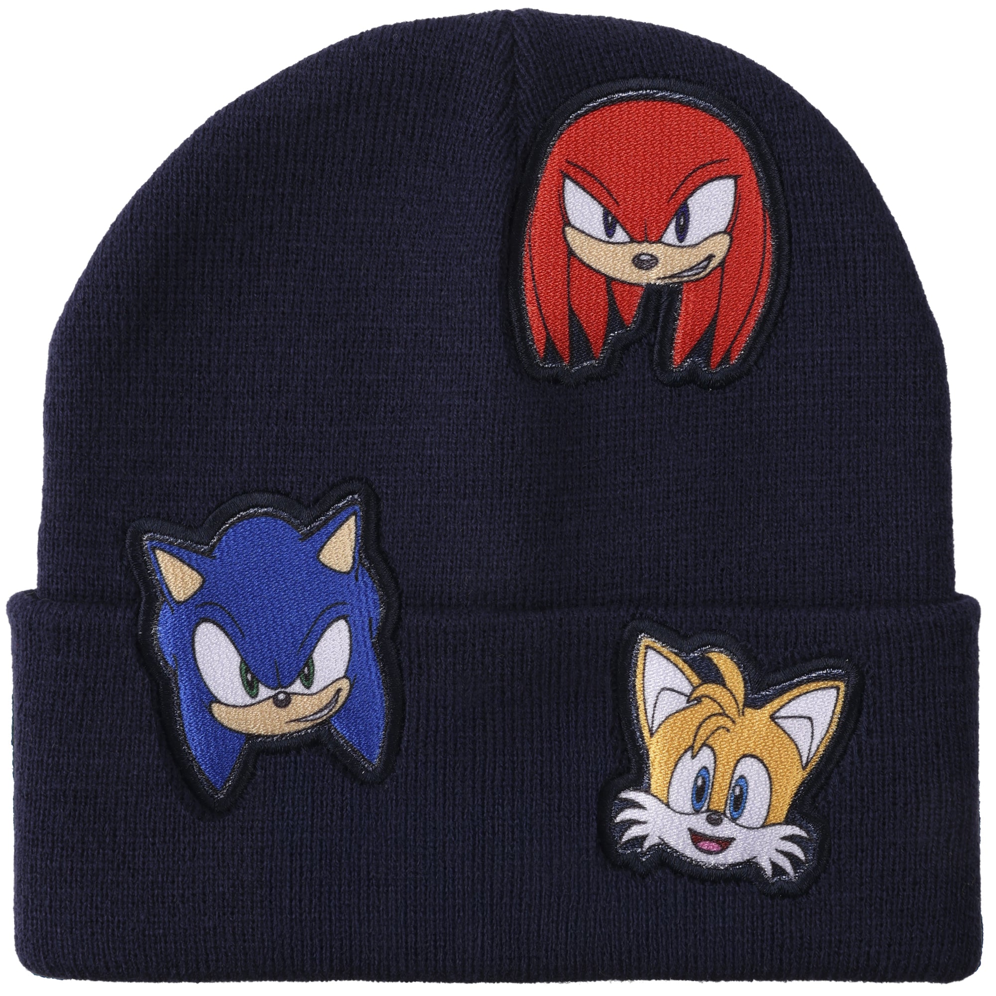 Sonic The Hedgehog Printed Character Patches Navy Cuff Beanie