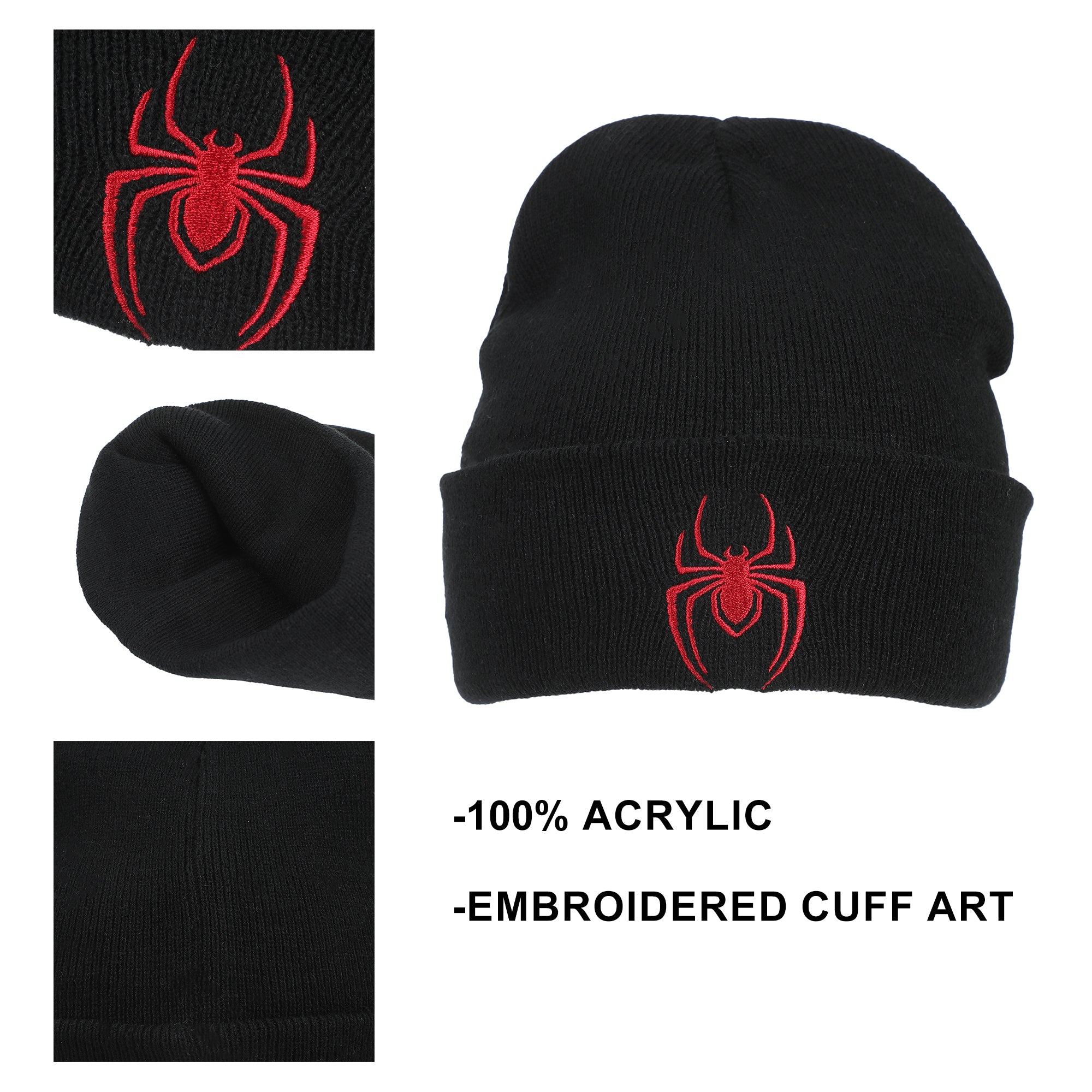 Miles Morales Game Miles Morales Spider Logo Embroidery Acrylic Knit Standard Cuff Beanie