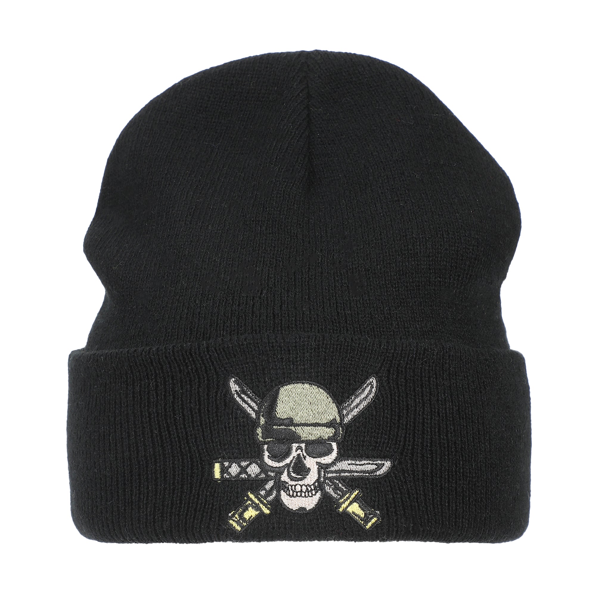 One Piece (Animated) Zoro Jolly Roger And Woven Label Acrylic Knit Standard Cuff Beanie