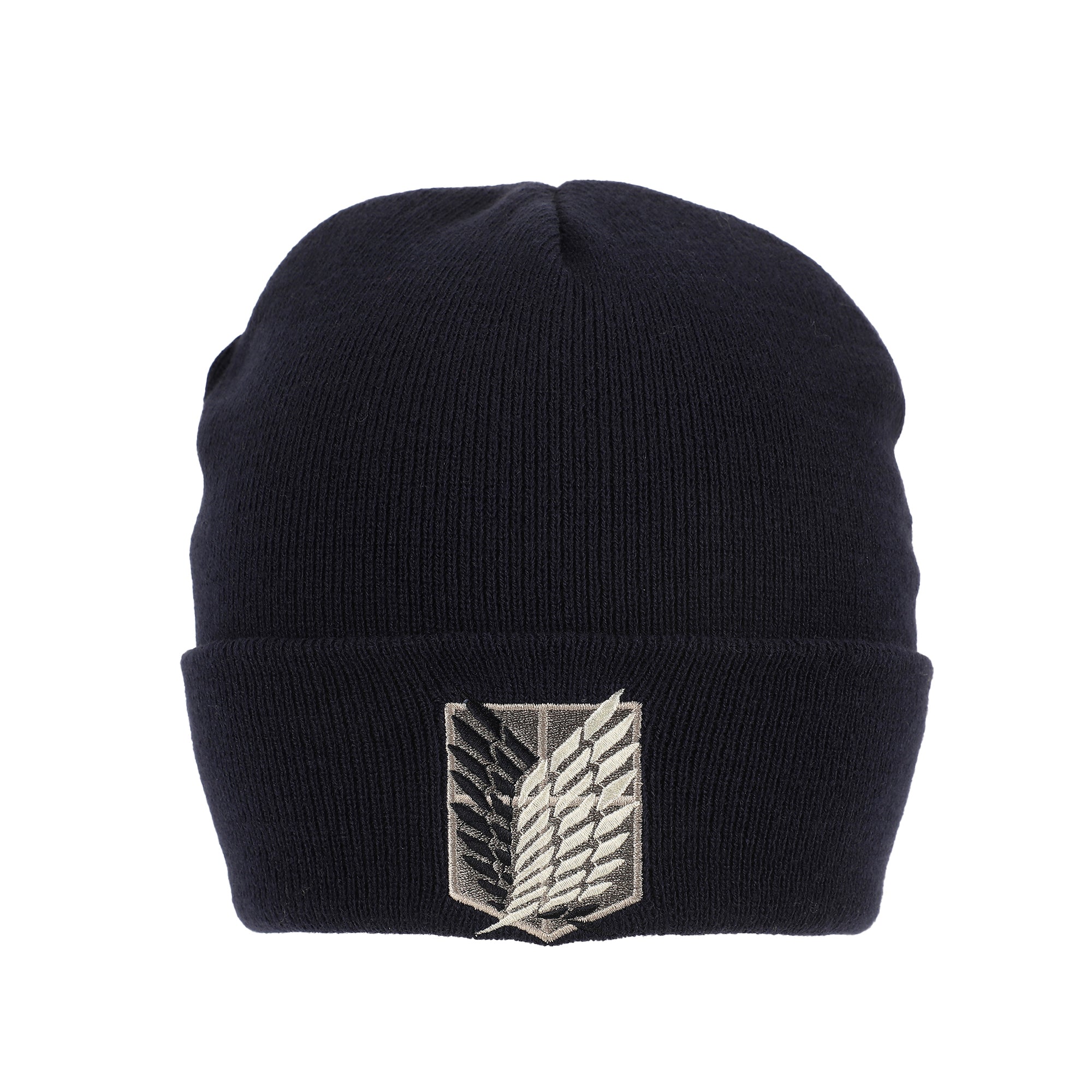 Attack On Titan Embroidered Survey Corps Logo Black Cuff Beanie