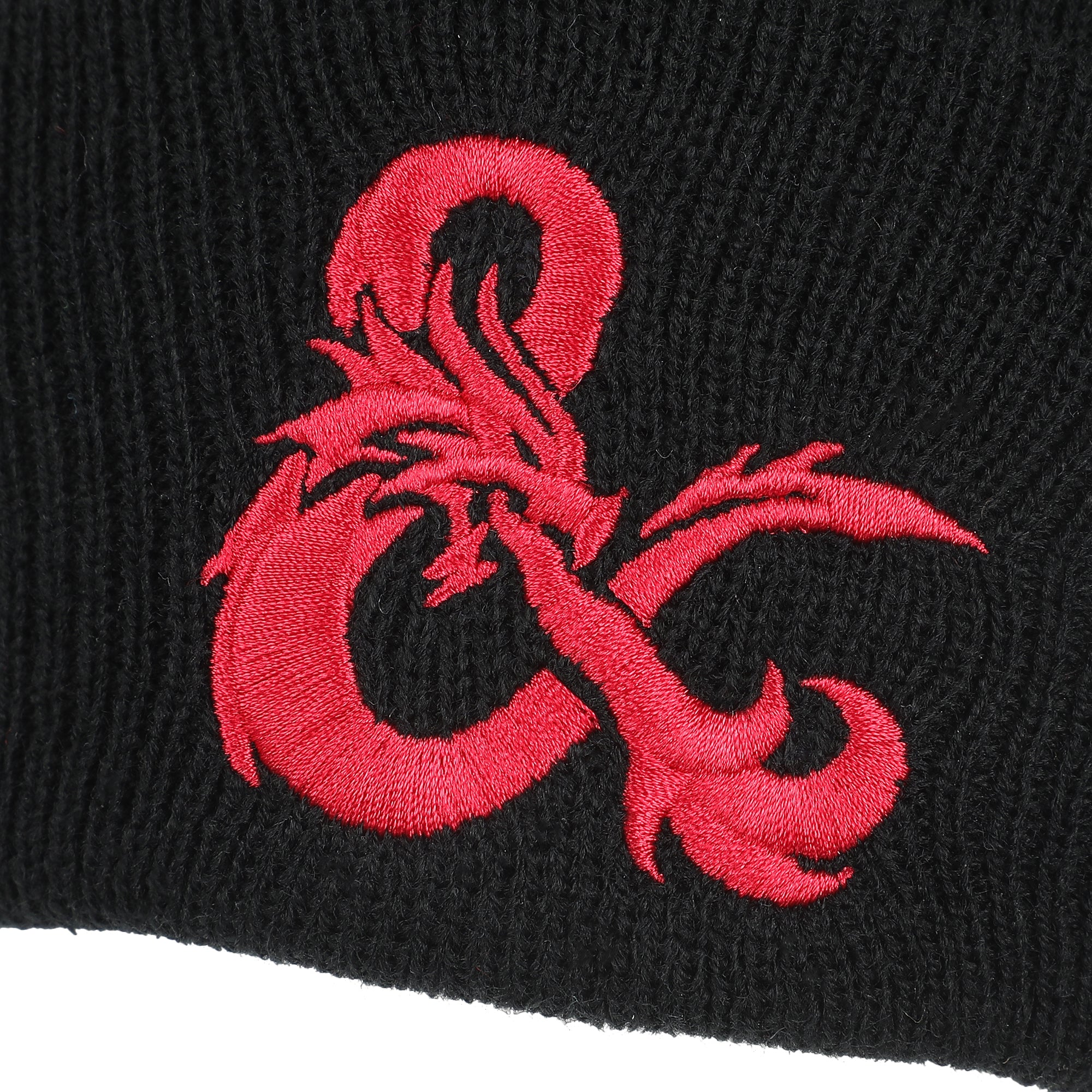Dungeons & Dragons Ampersand Logo Embroidery Black Acrylic Knit Cuff Beanie