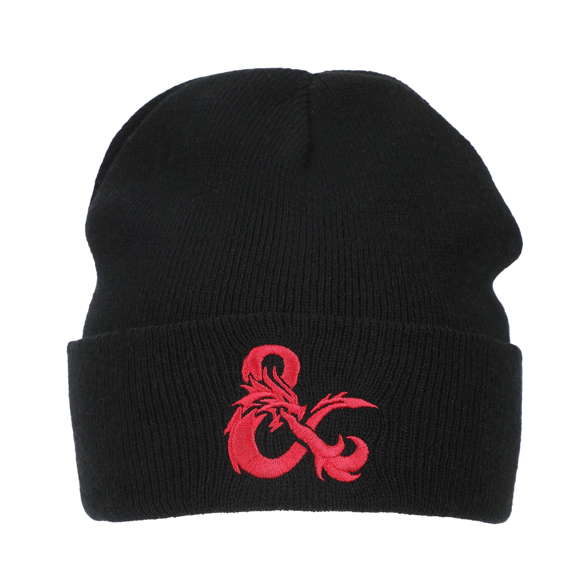 Dungeons & Dragons Ampersand Logo Embroidery Black Acrylic Knit Cuff Beanie