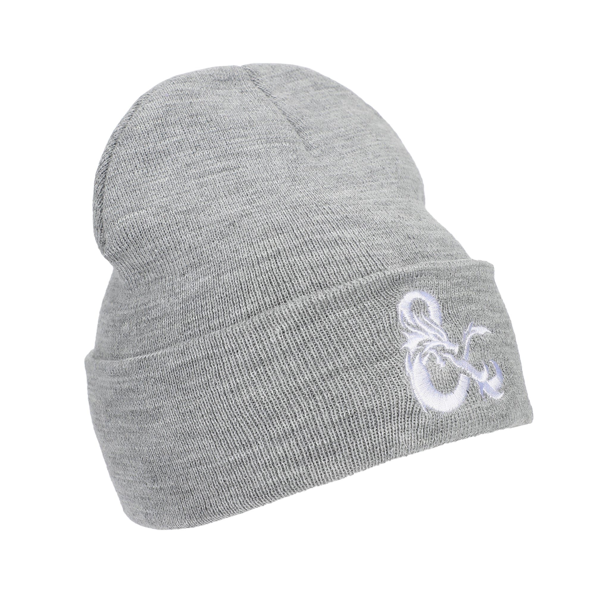 Dungeons & Dragons Ampersand Logo Embroidery Heather Gray Acrylic Knit Cuff Beanie