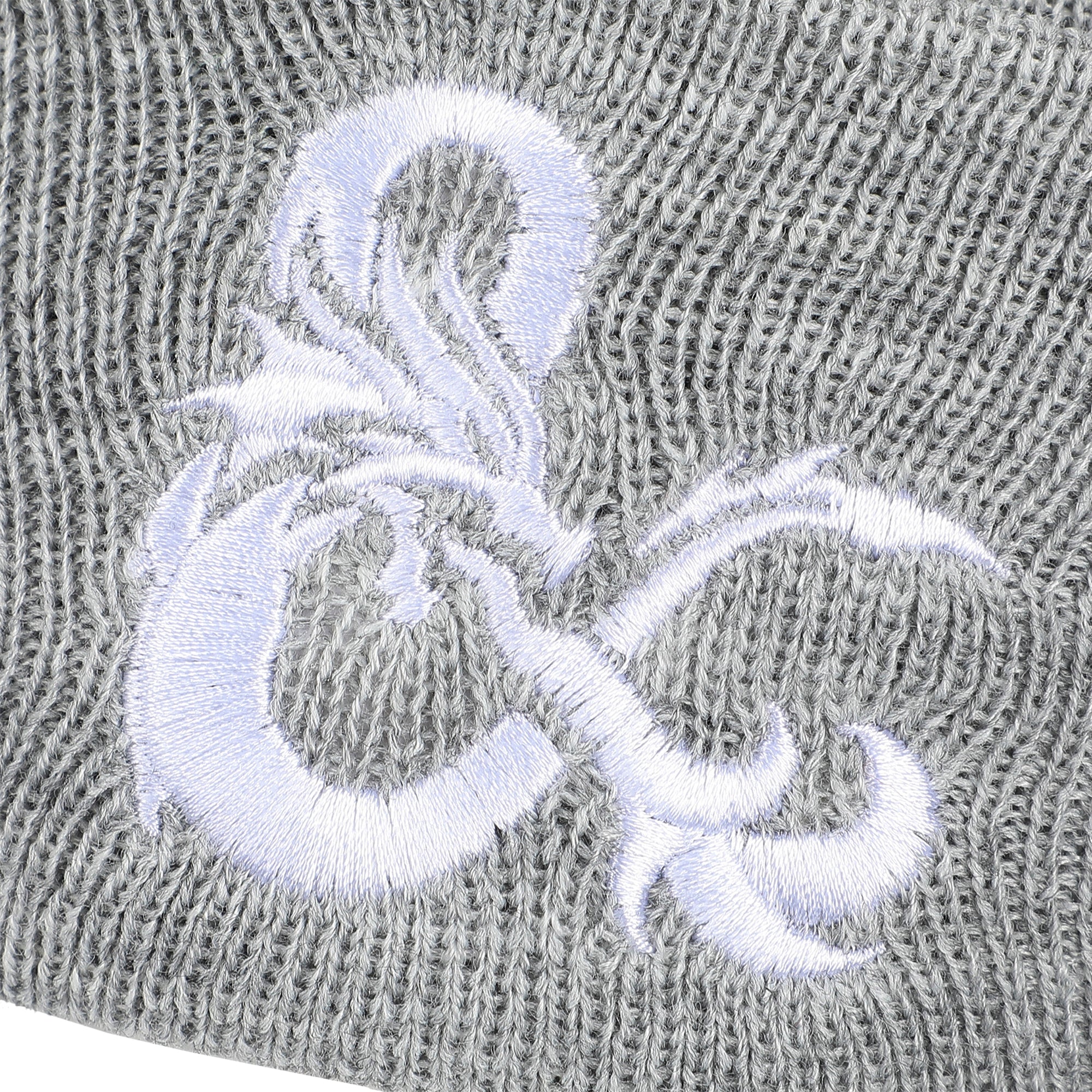 Dungeons & Dragons Ampersand Logo Embroidery Heather Gray Acrylic Knit Cuff Beanie