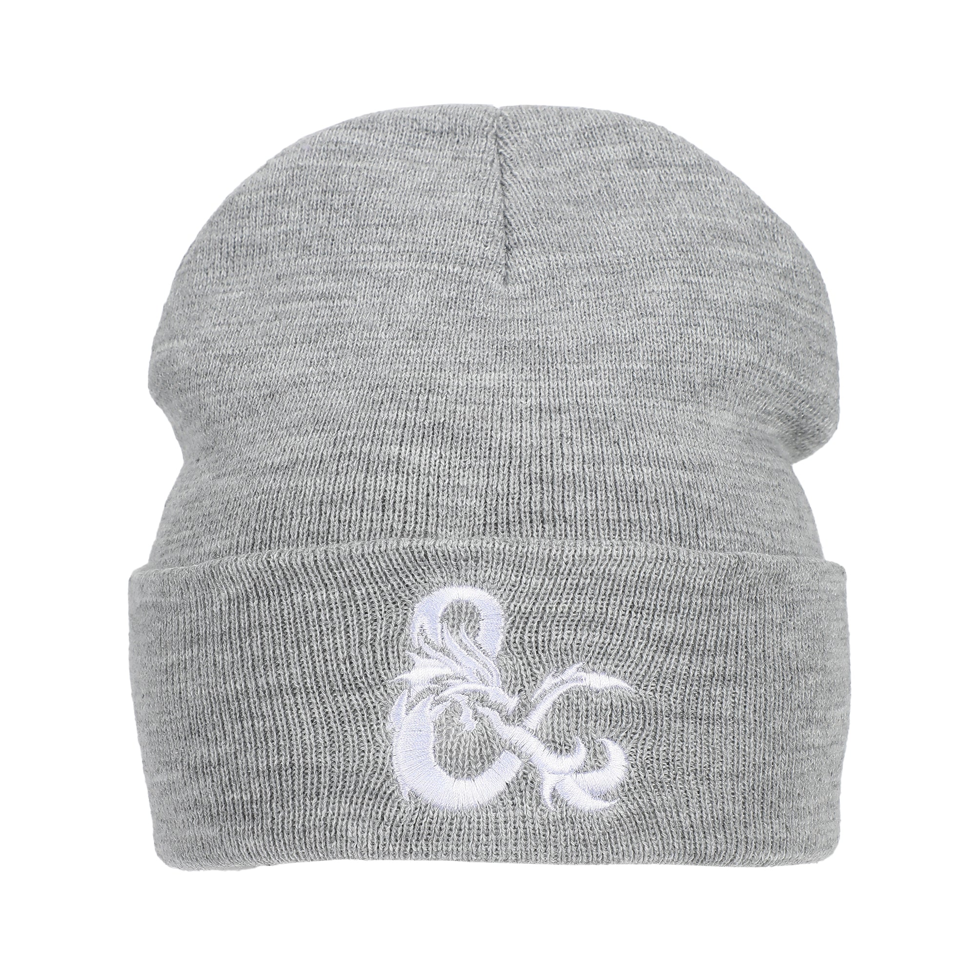 Dungeons & Dragons Ampersand Logo Embroidery Heather Gray Acrylic Knit Cuff Beanie