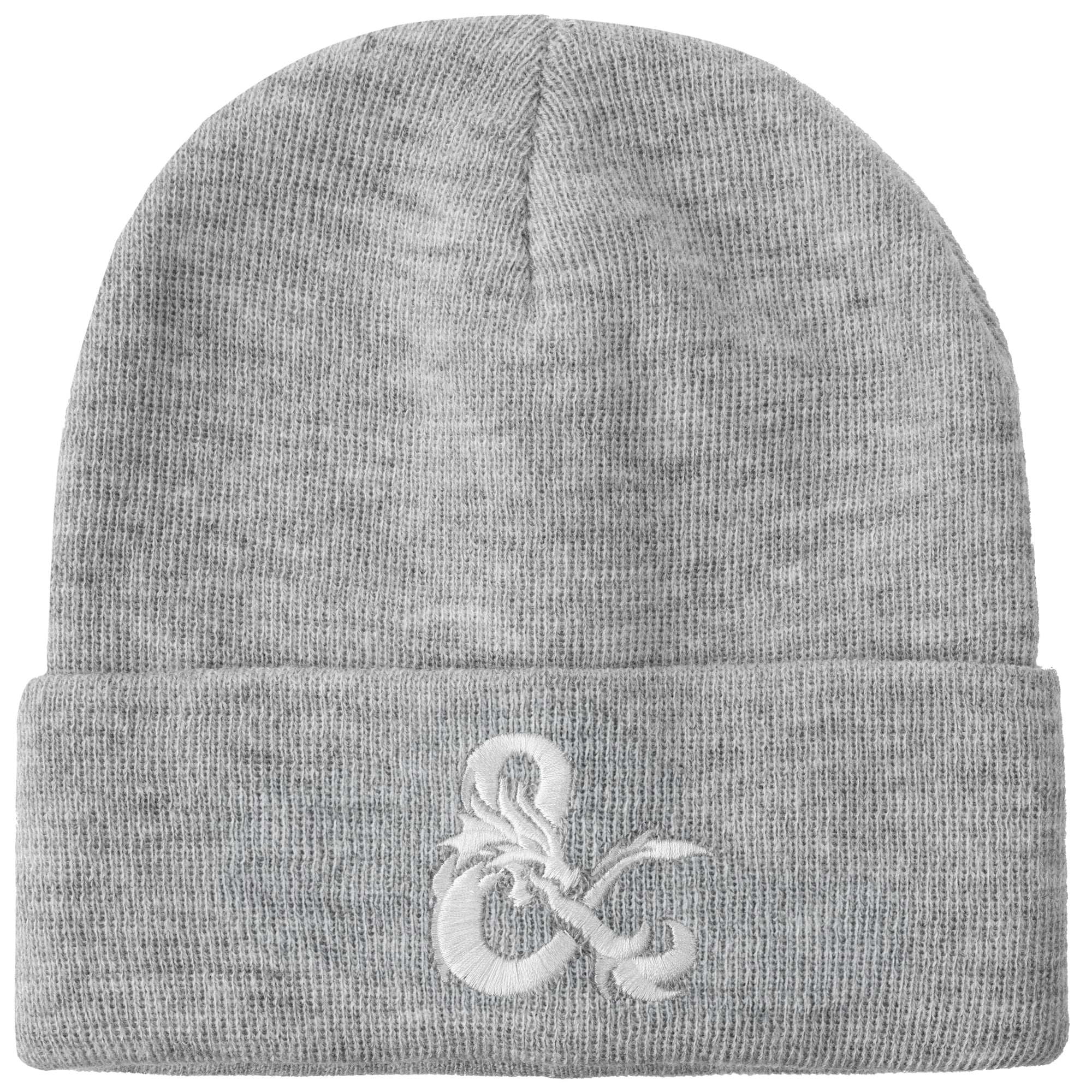 Dungeons & Dragons Ampersand Logo Embroidery Heather Gray Acrylic Knit Cuff Beanie