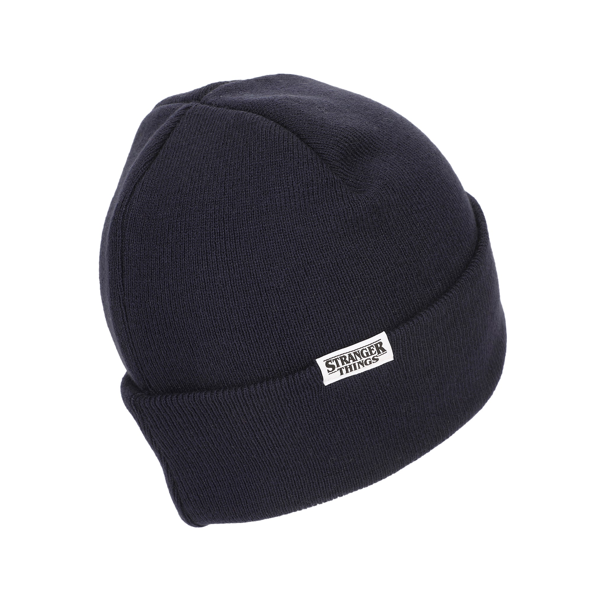 Stranger Things WSQK Embroidery Navy Acrylic Yarn Standard Cuff Beanie