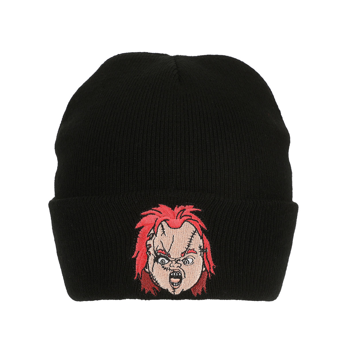 Chucky Embroidery Black Acrylic Knit Standard Cuff Beanie
