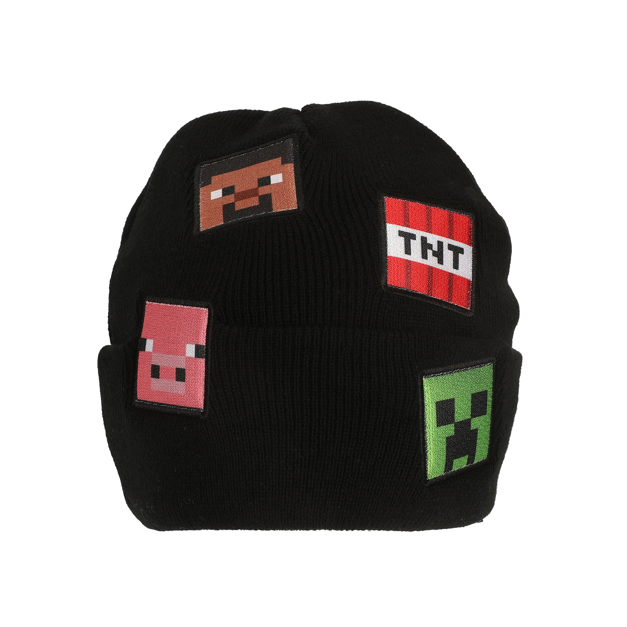 Minecraft Printed Character Patches Black Cuff Beanie