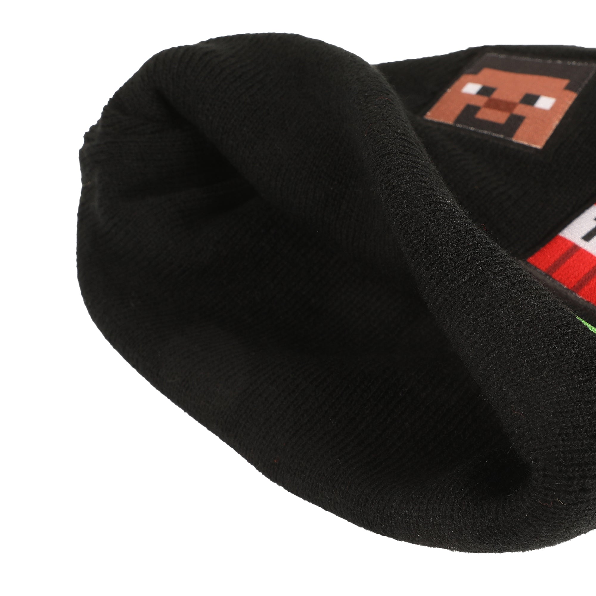 Minecraft Printed Character Patches Black Cuff Beanie