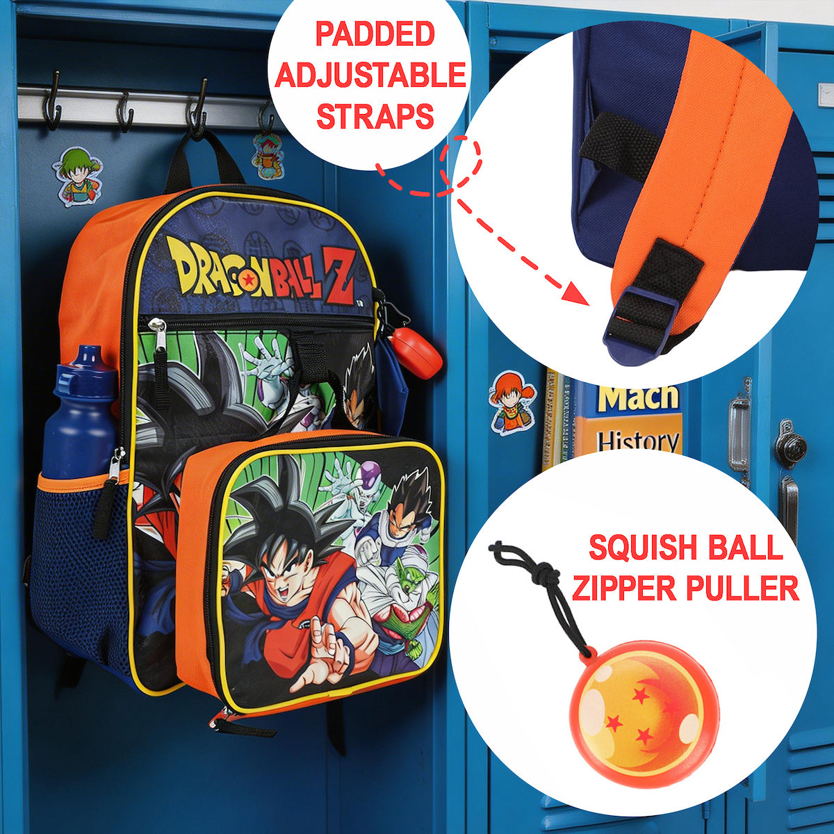 Dragon Ball Z kids Backpack Set 4-Piece School Supplies Combo