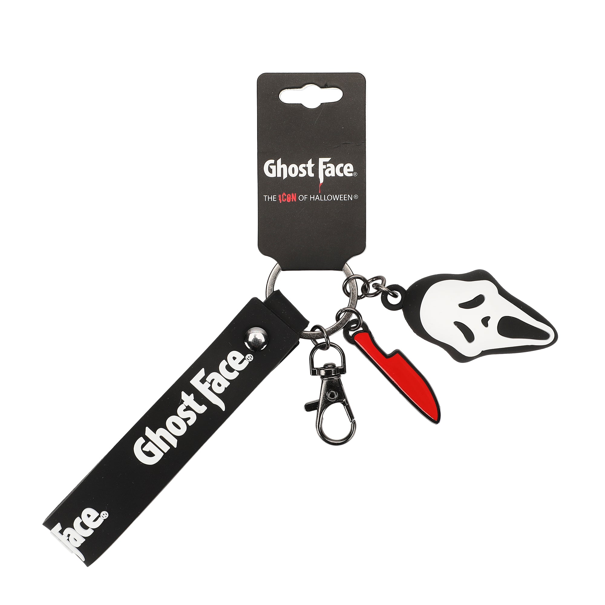 Ghostface Molded with Knife Icon Charm and Rubber Strap Keychain