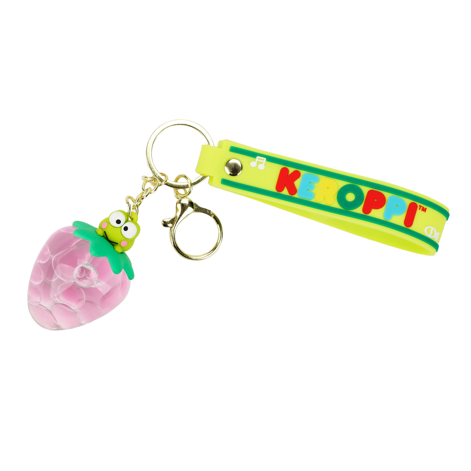 Keroppi Liquid-Filled Strawberry 2.5" Keychain With Wristlet Strap