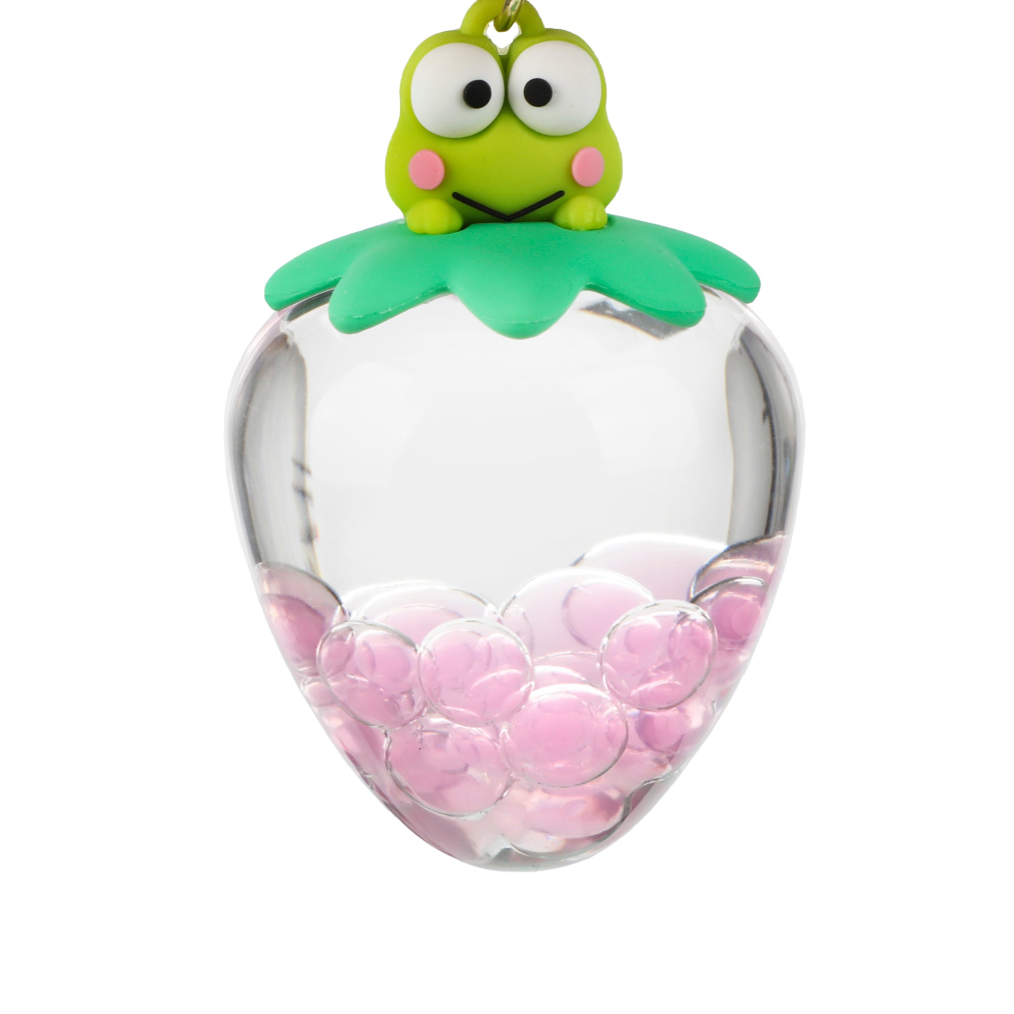 Keroppi Liquid-Filled Strawberry 2.5" Keychain With Wristlet Strap