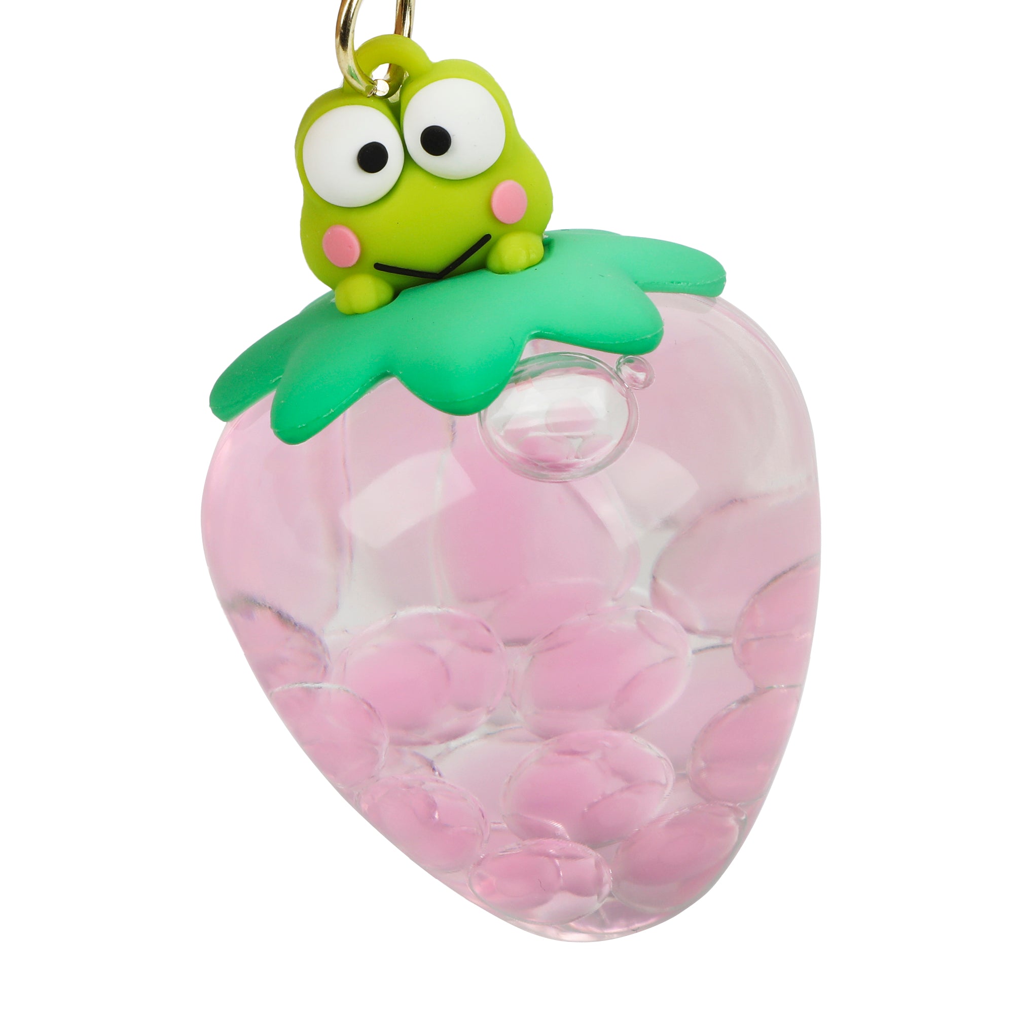 Keroppi Liquid-Filled Strawberry 2.5" Keychain With Wristlet Strap