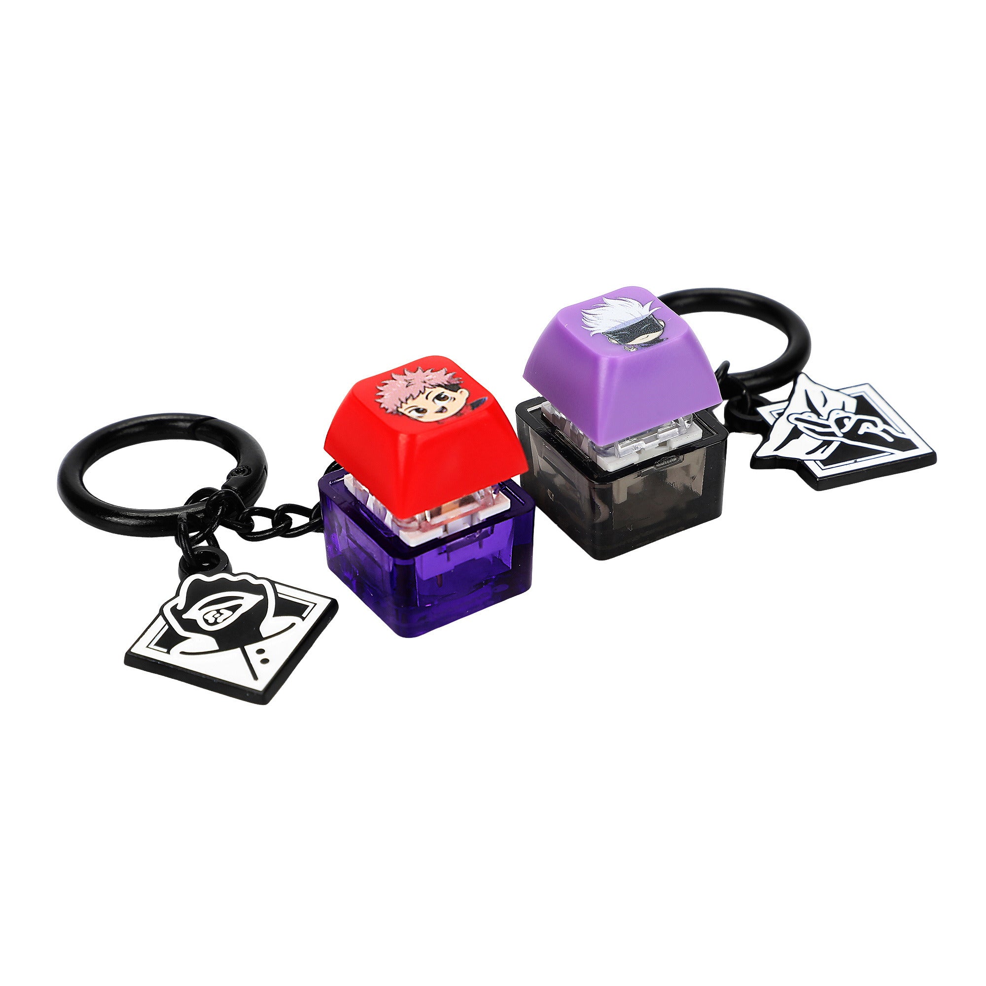 Jujutsu Kaisen Yuji and Gojo Key Cap Clicker Keychain Set