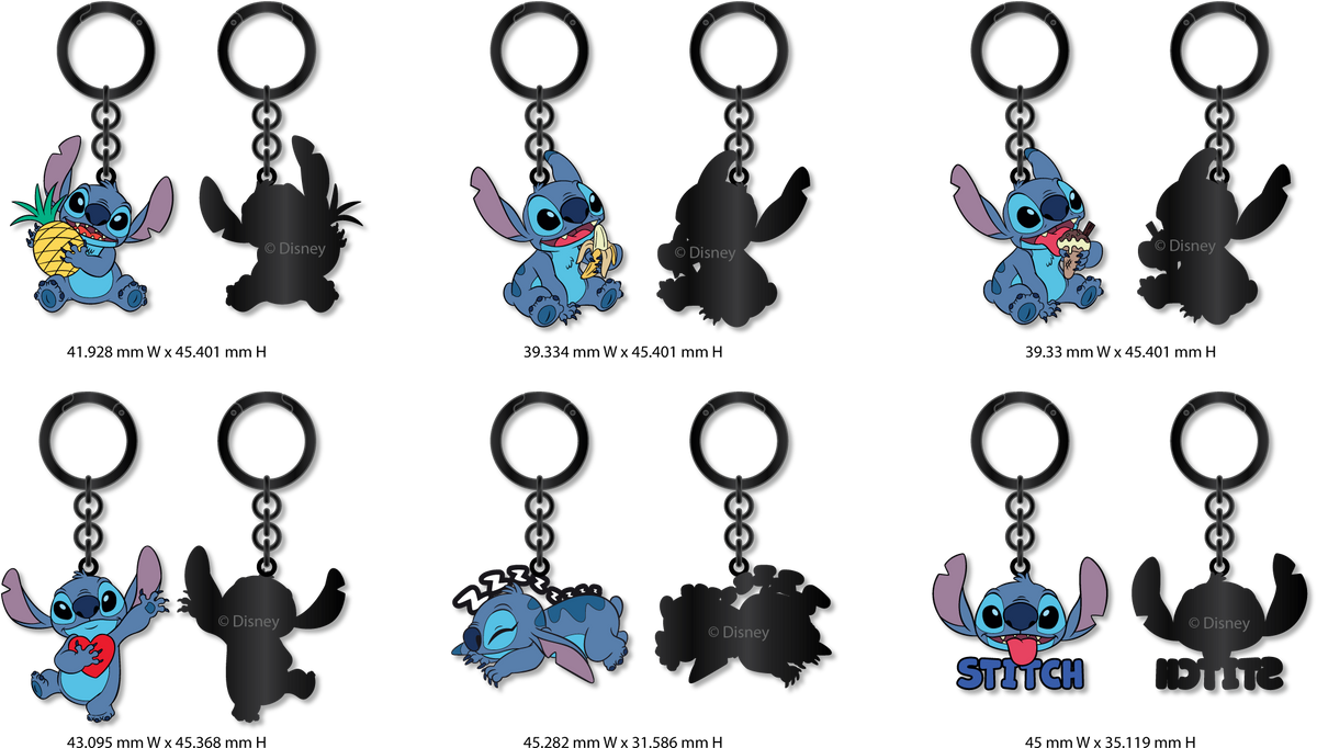 Lilo & Stitch Stitch Hard Enamel Keychain Set of 6