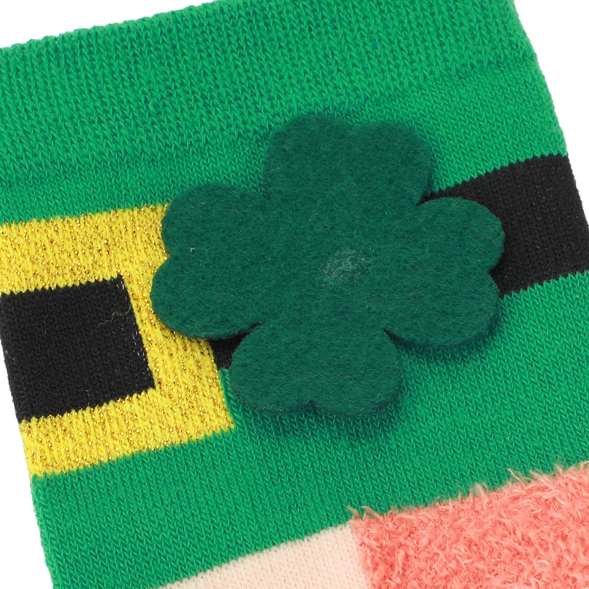 St. Patrick's Day 3D Felt Leprechaun & Clover Women's Green Knee-High Socks