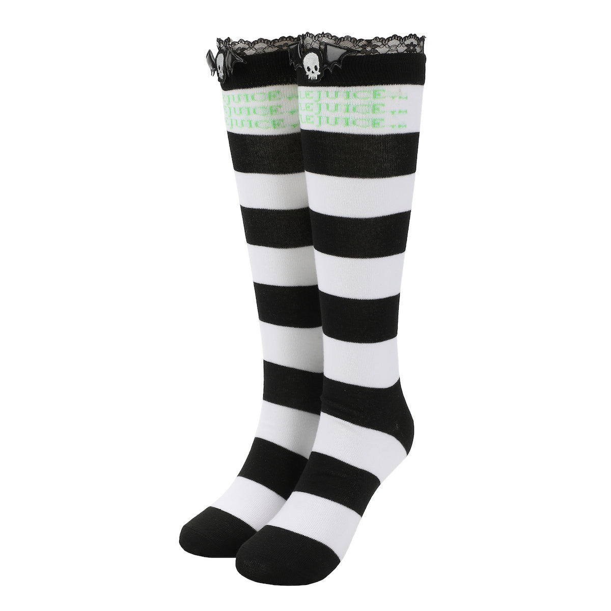 Beetlejuice Betelgeuse Women's Black & White Striped Knee High Socks