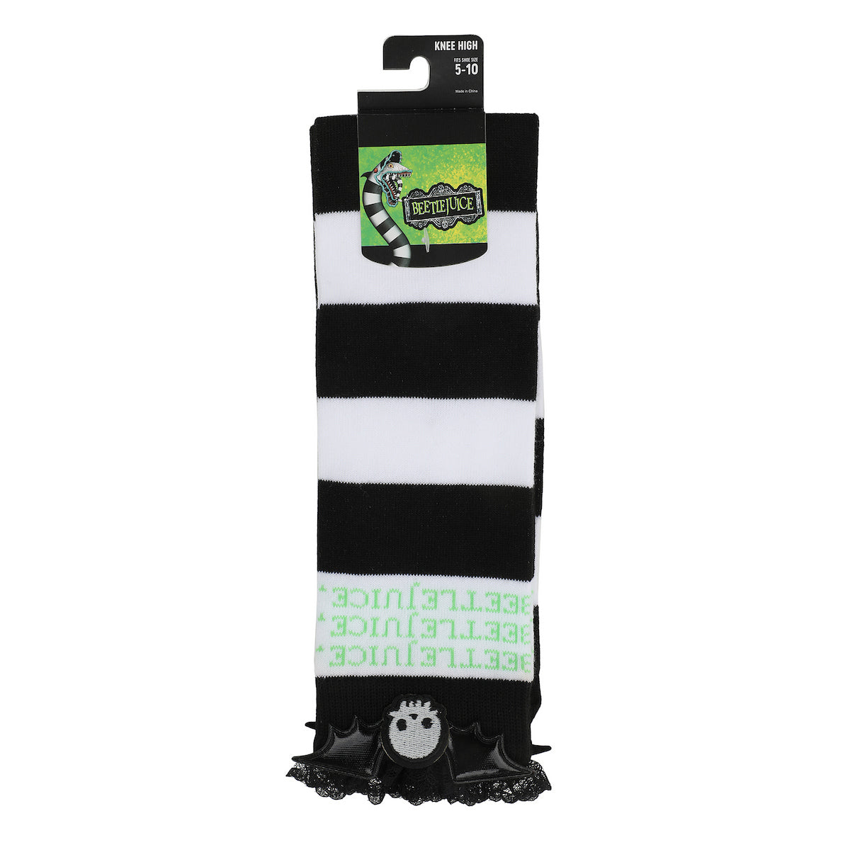 Beetlejuice Betelgeuse Women's Black & White Striped Knee High Socks