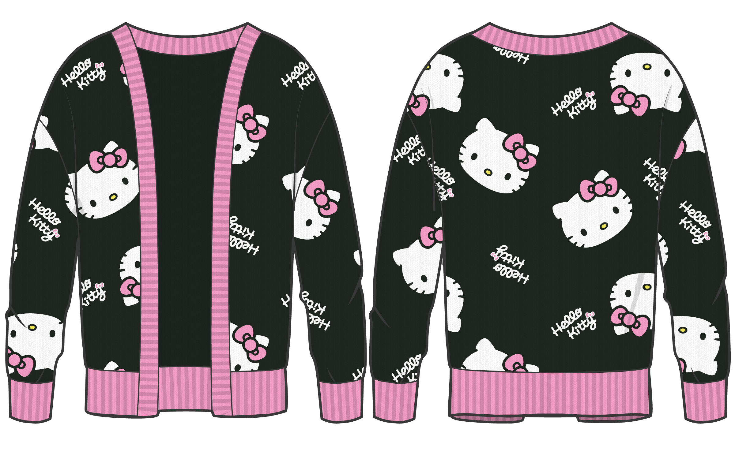 Women's Officially Licensed Hello Kitty Relaxed Fit Knit Cardigan