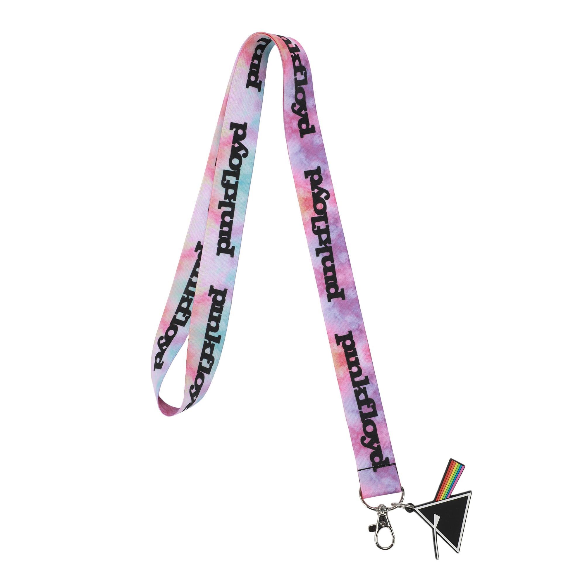 Pink Floyd Repeat Logo & Prism Charm Tie-Dye Lanyard With ID Sleeve