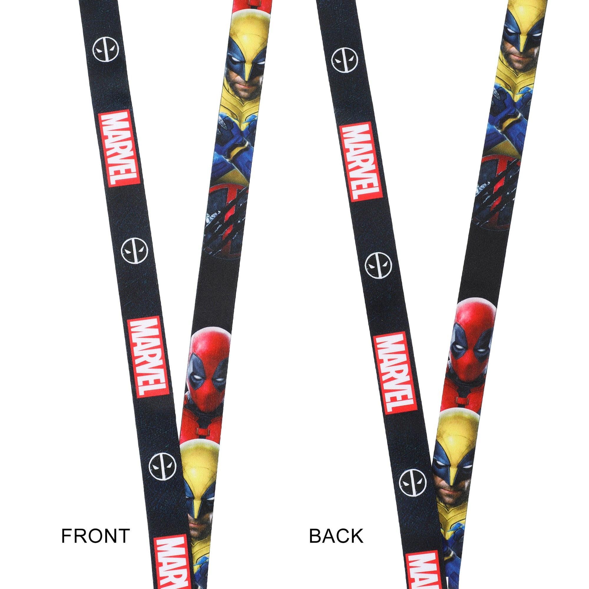 Deadpool & Wolverine Combined Mask 22" Black Lanyard With ID Sleeve