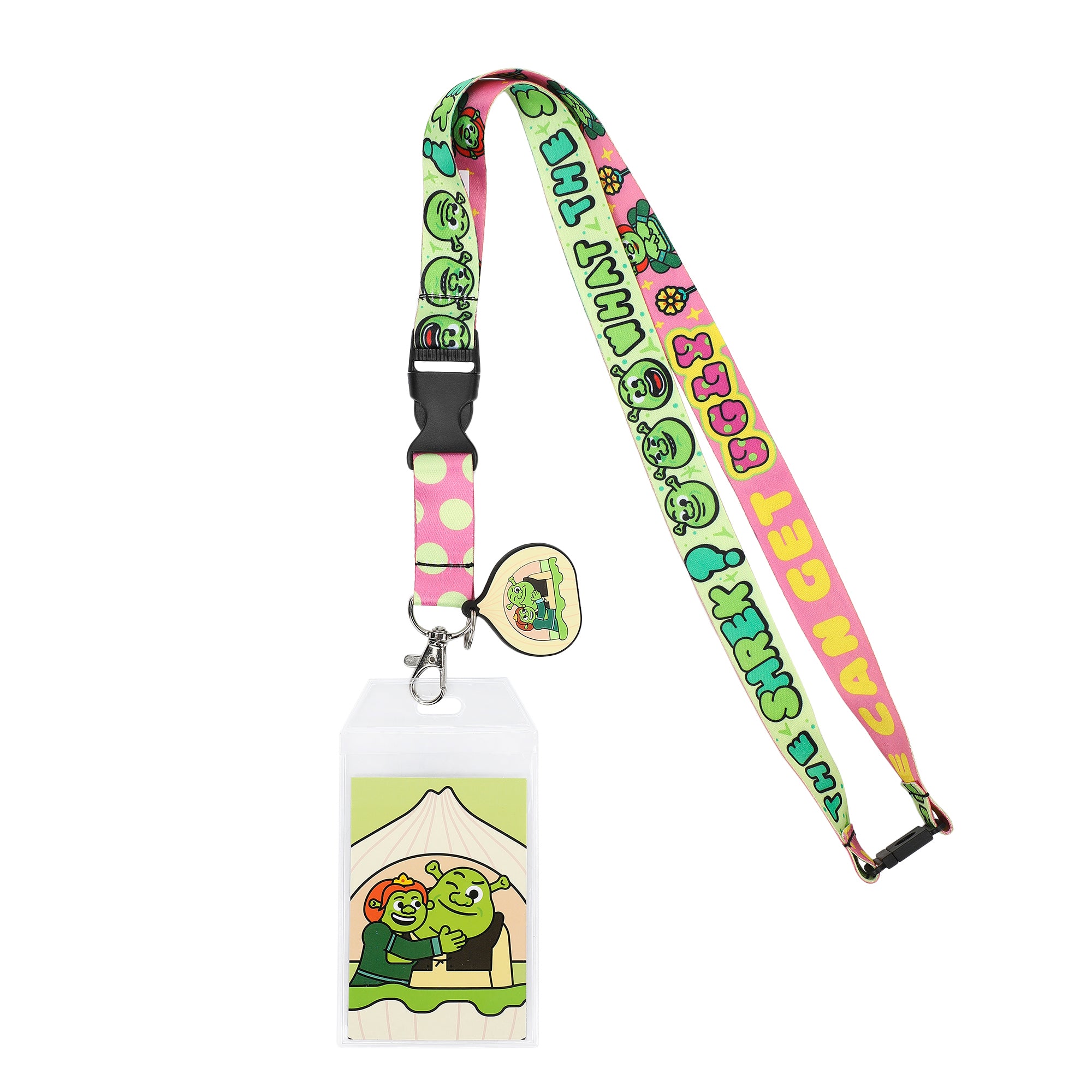Shrek Franchise Love Can Get Ugly 22-inch Lanyard with Clear ID Sleeve and Rubber Charm