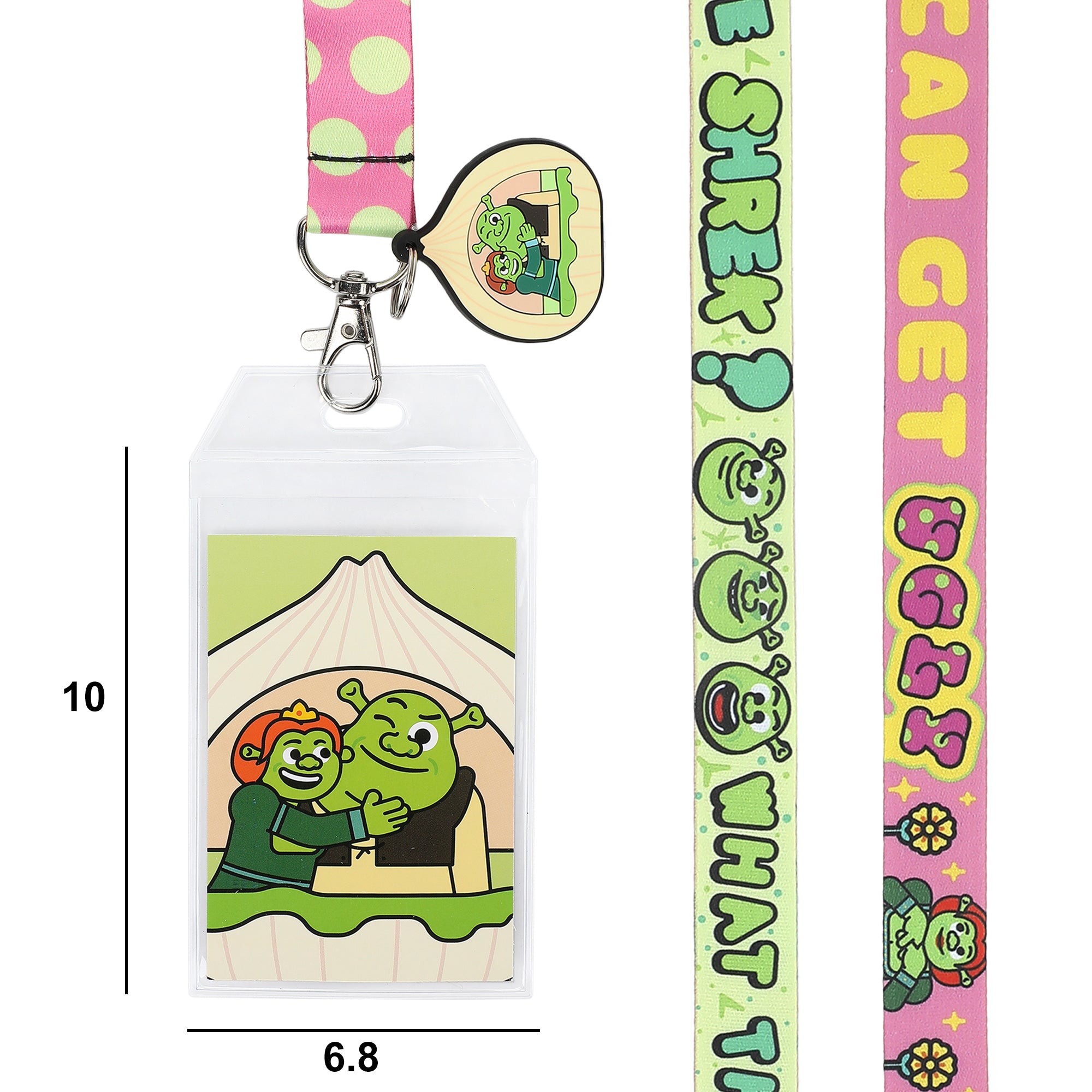 Shrek Franchise Love Can Get Ugly 22-inch Lanyard with Clear ID Sleeve and Rubber Charm
