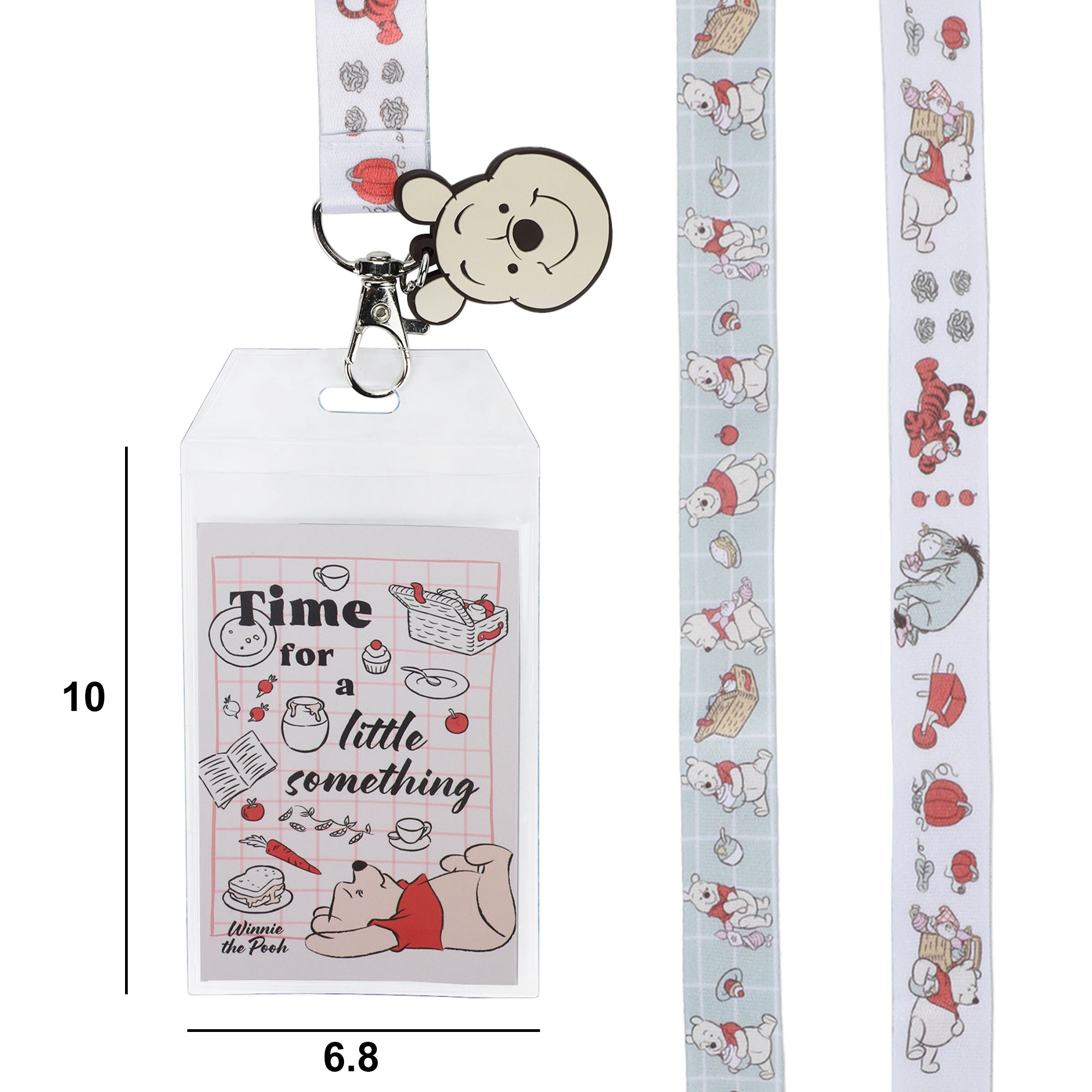 Winnie the Pooh Time For A Little Something 22-inch Lanyard with Clear ID Sleeve and Rubber Charm