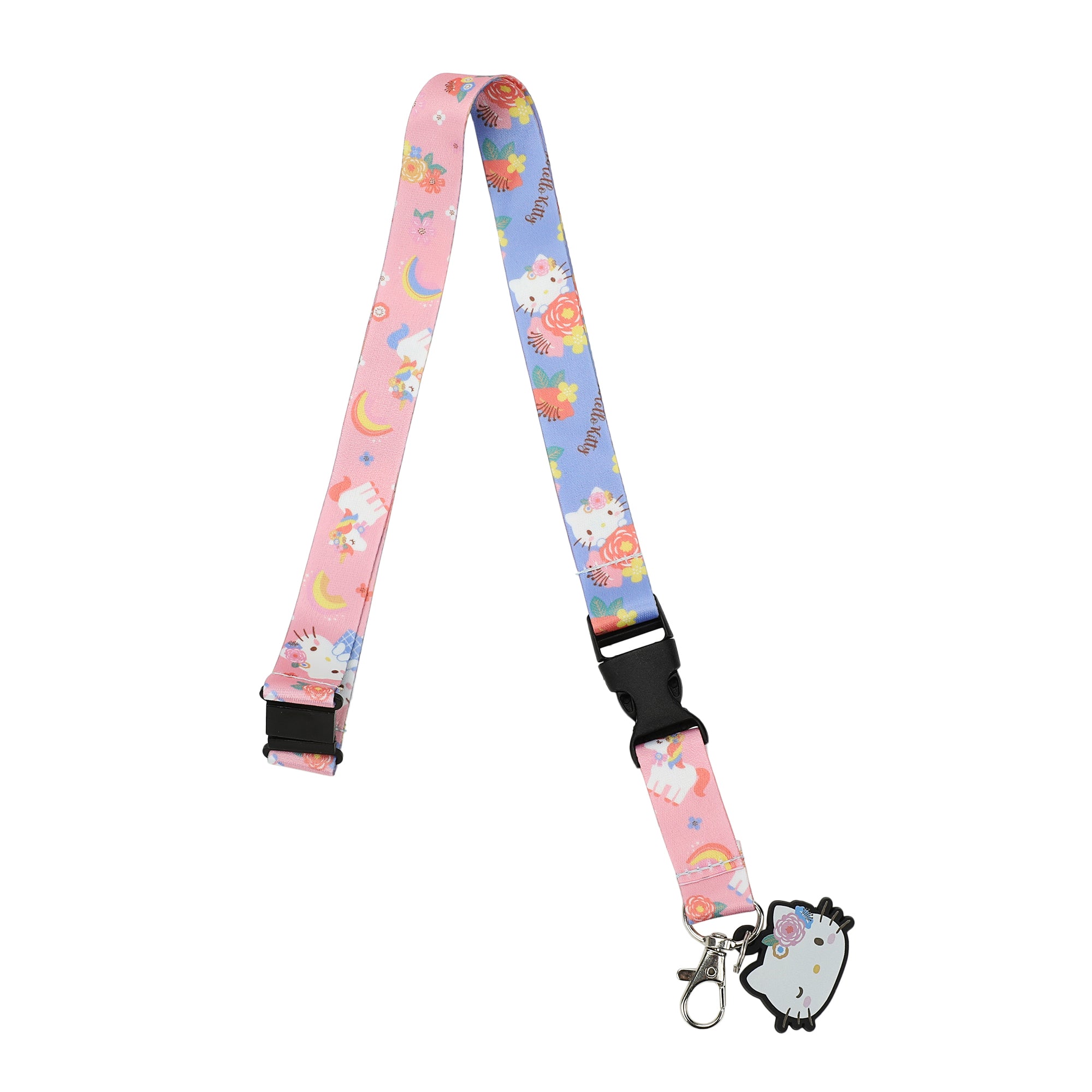 Hello Kitty Flowers 22" Blue & Pink Lanyard WIth ID Sleeve