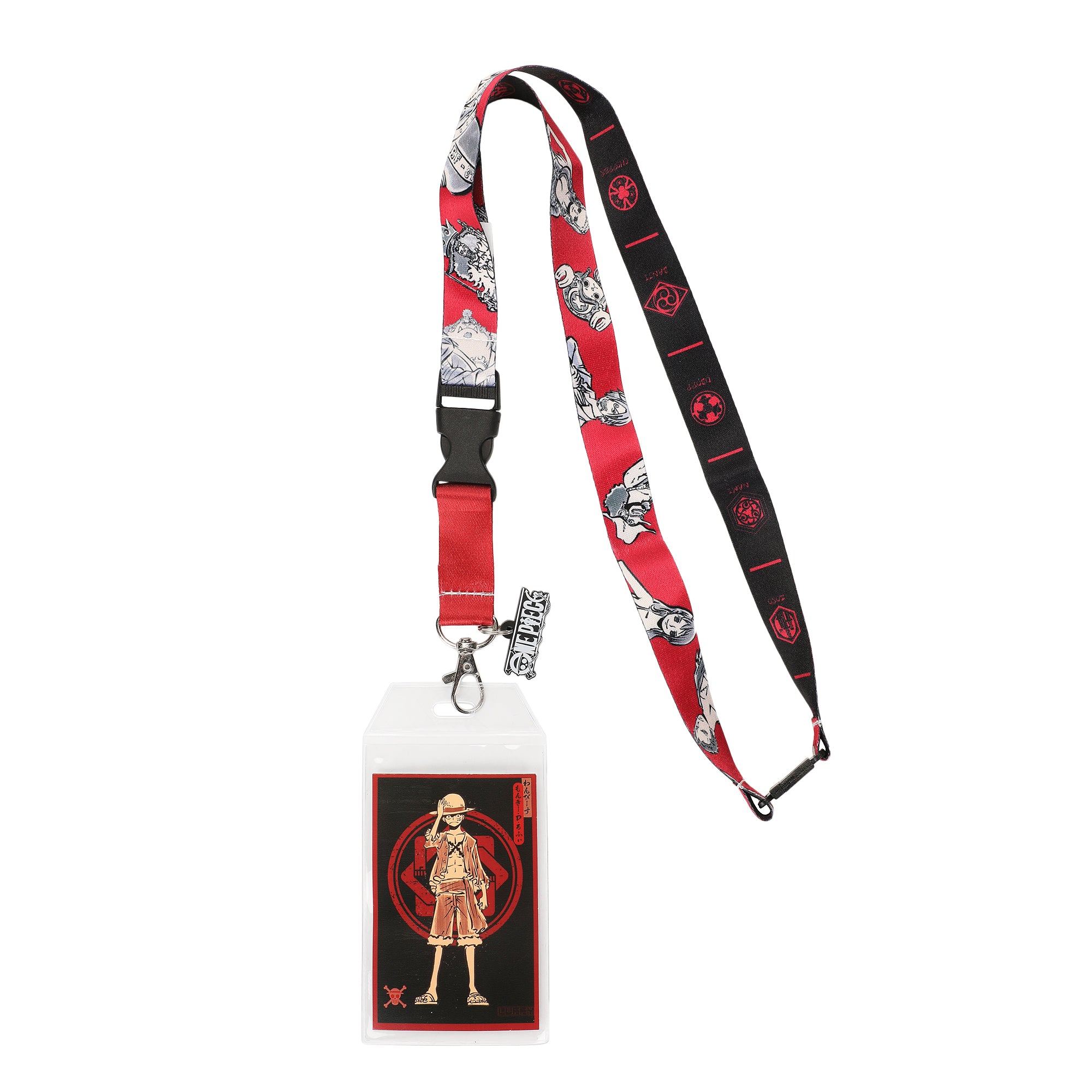 One Piece (Animated Series) Monkey D Luffy 22-inch Lanyard with Clear ID Sleeve and Rubber Charm