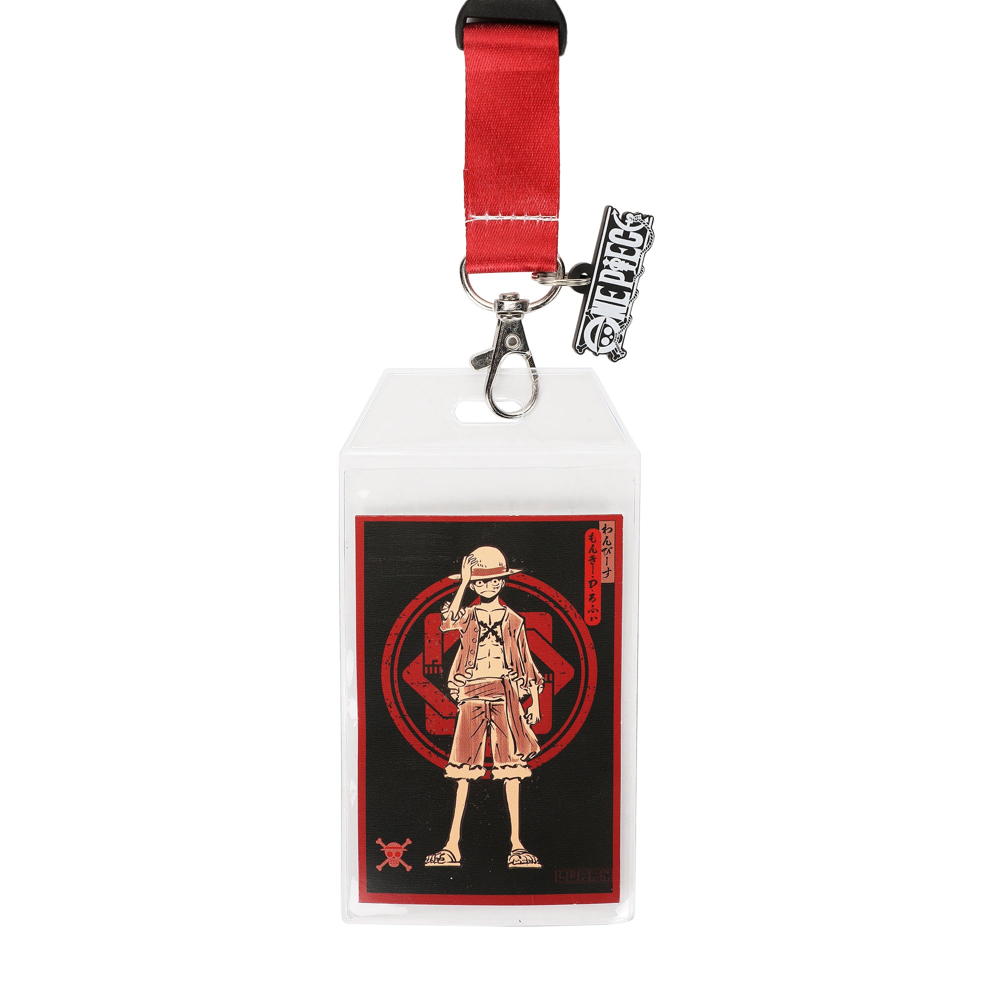 One Piece (Animated Series) Monkey D Luffy 22-inch Lanyard with Clear ID Sleeve and Rubber Charm