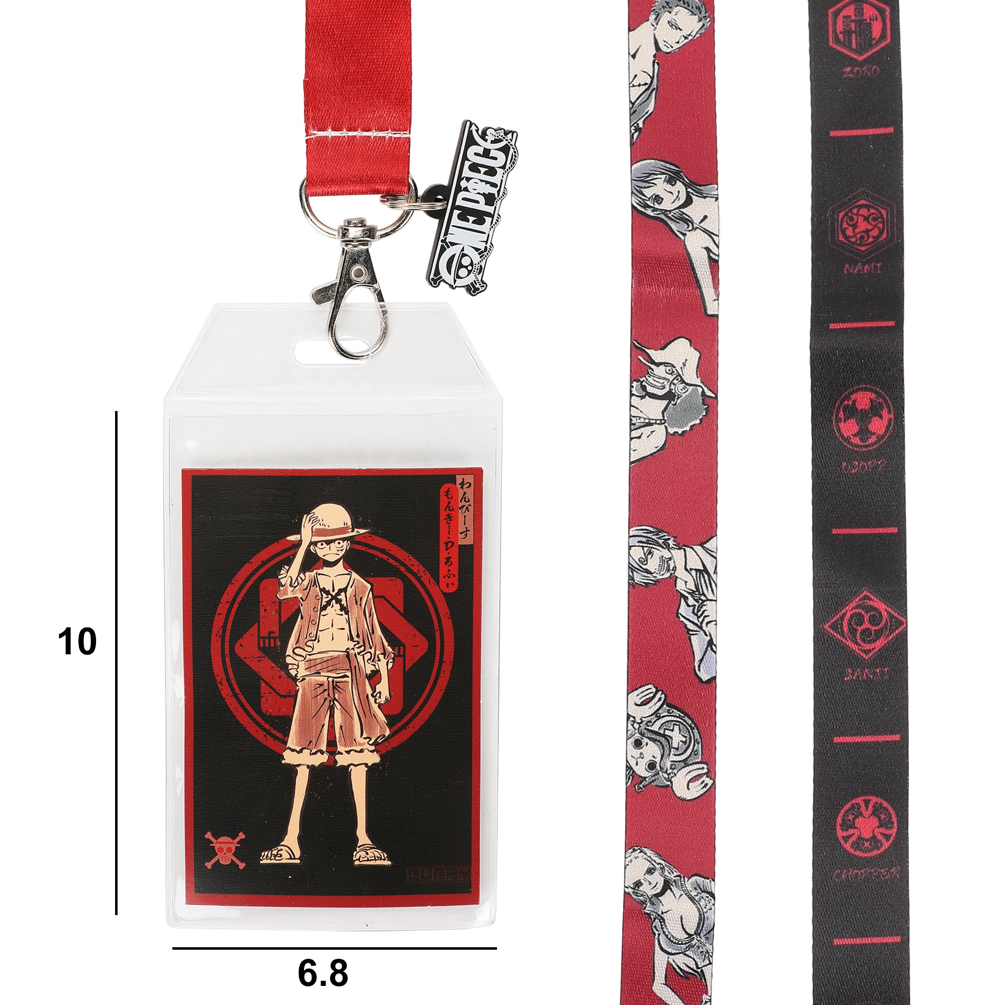 One Piece (Animated Series) Monkey D Luffy 22-inch Lanyard with Clear ID Sleeve and Rubber Charm