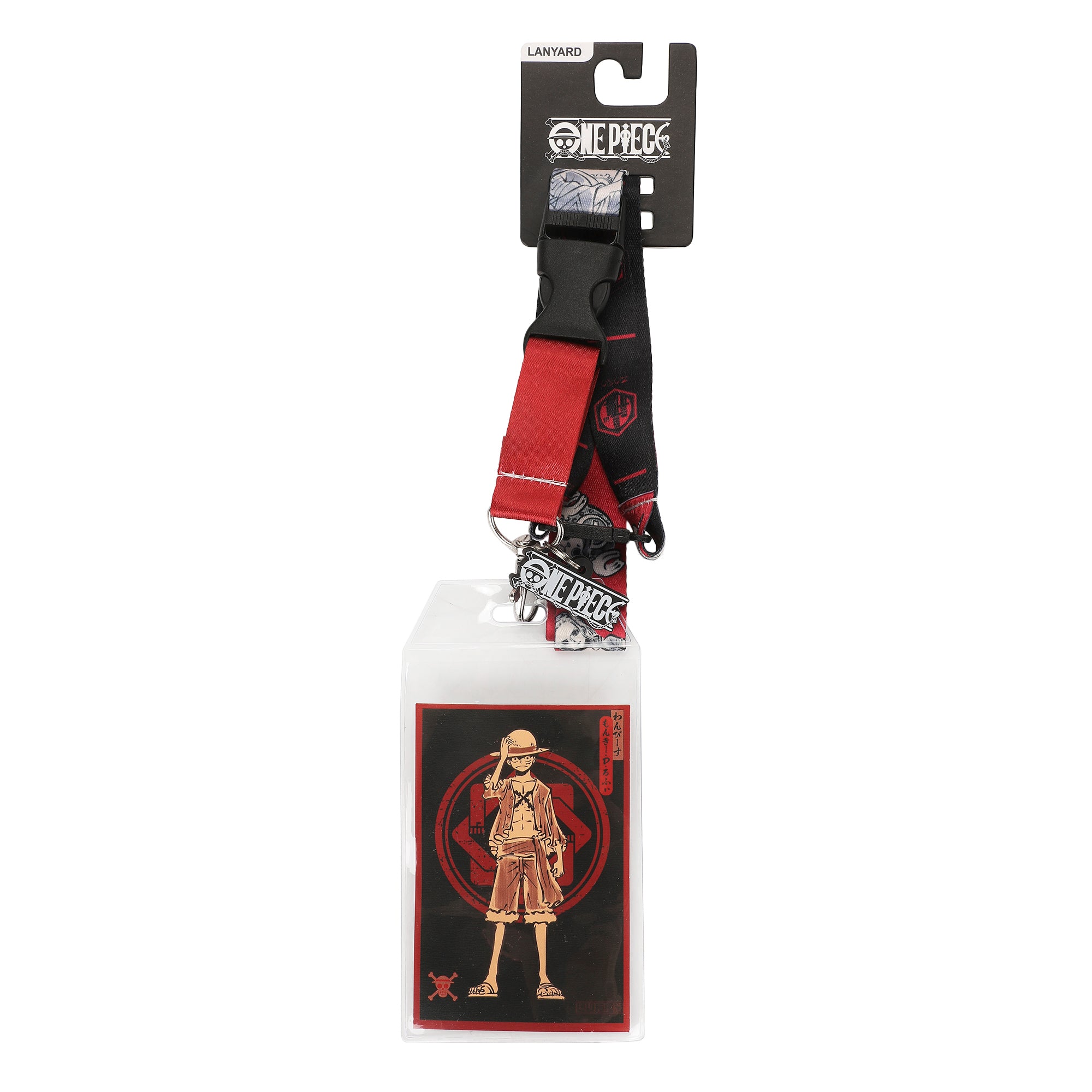 One Piece (Animated Series) Monkey D Luffy 22-inch Lanyard with Clear ID Sleeve and Rubber Charm
