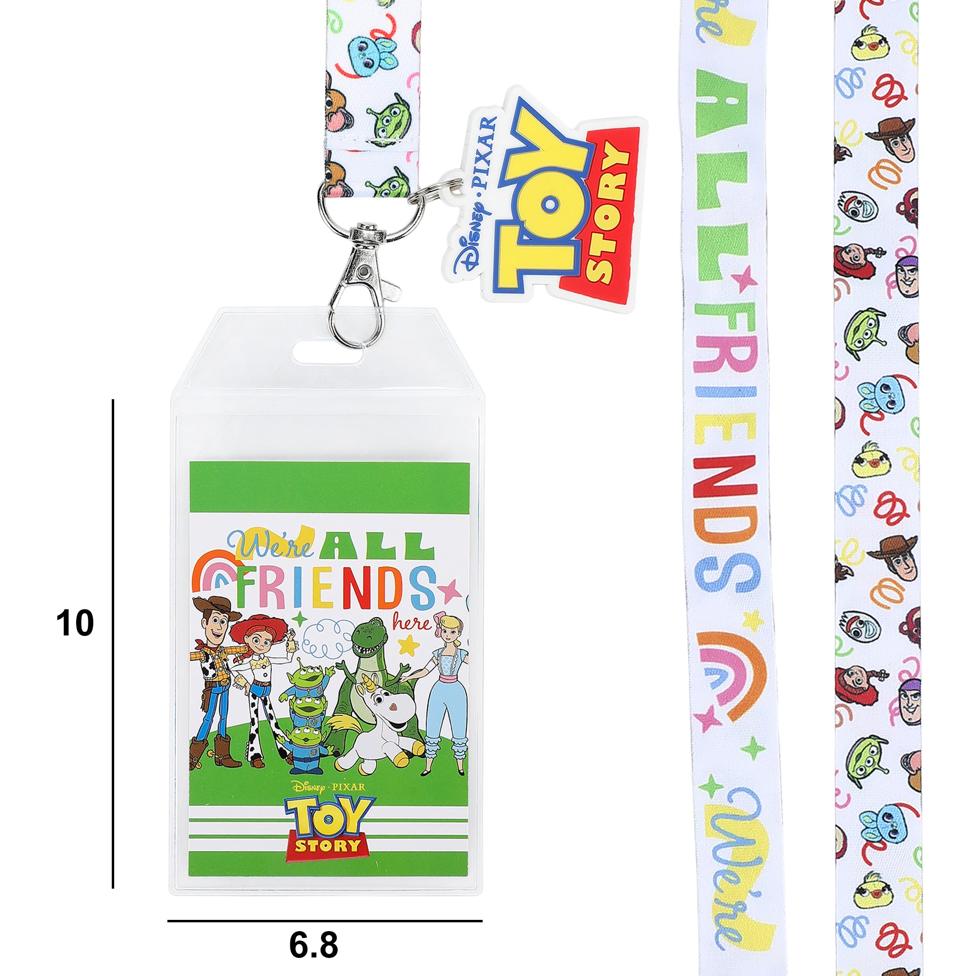 Toy Story We're All Friends 22-inch Lanyard with Clear ID Sleeve and Rubber Charm
